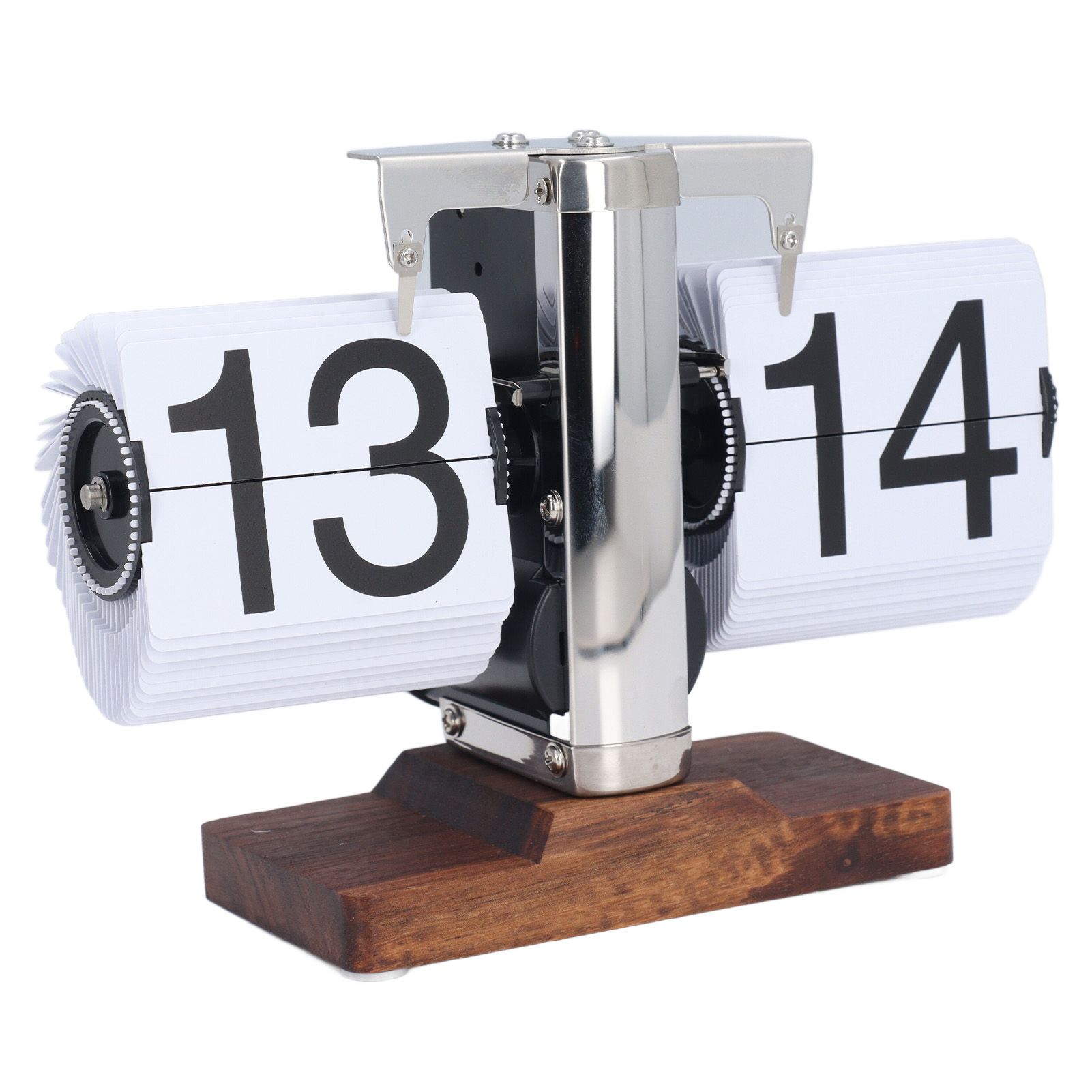 Flip Desk Clock Auto Retro Wood Base Easy to Read 24 Hours Mechanical Flip view 11