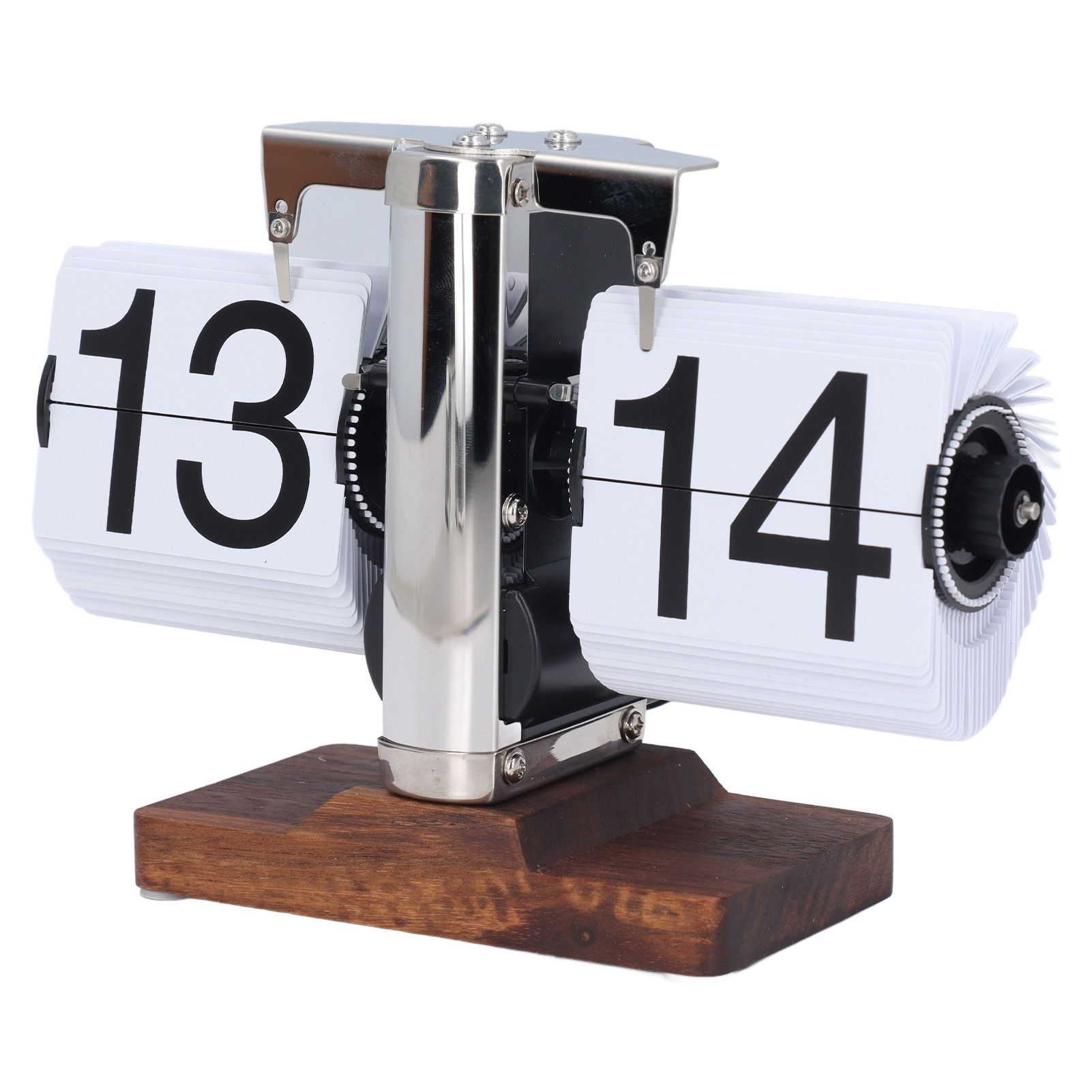 Flip Desk Clock Auto Retro Wood Base Easy to Read 24 Hours Mechanical Flip view 12