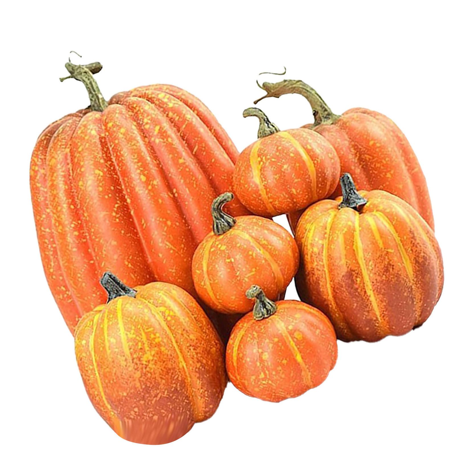 7pcs Simulated Pumpkin Glossy Paint Lightweight Creative Reusable Foam Pumpkin — image 1