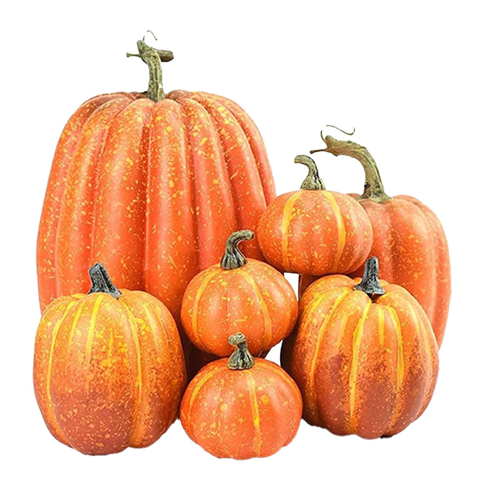 7pcs Simulated Pumpkin Glossy Paint Lightweight Creative Reusable Foam Pumpkin view 3