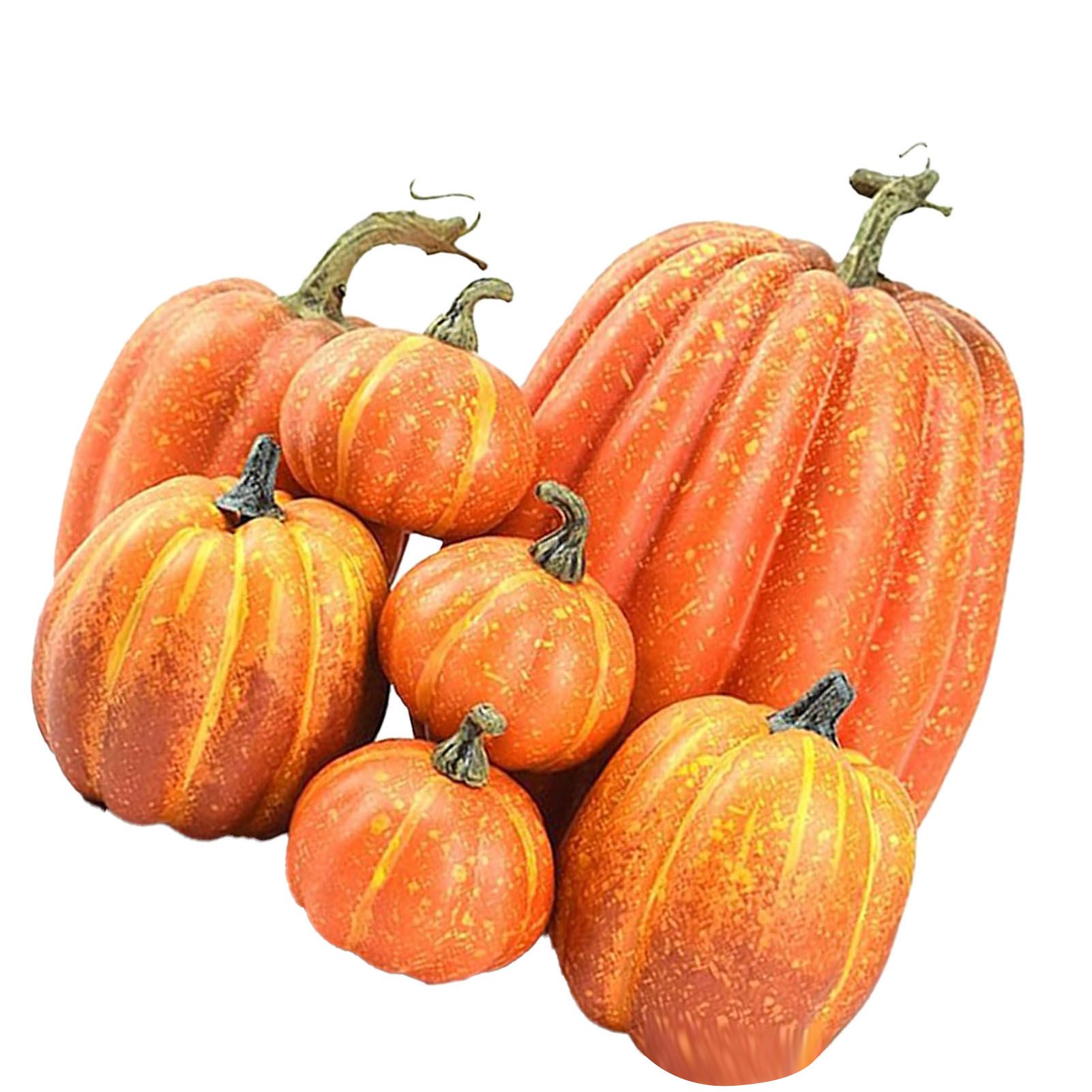 7pcs Simulated Pumpkin Glossy Paint Lightweight Creative Reusable Foam Pumpkin view 4
