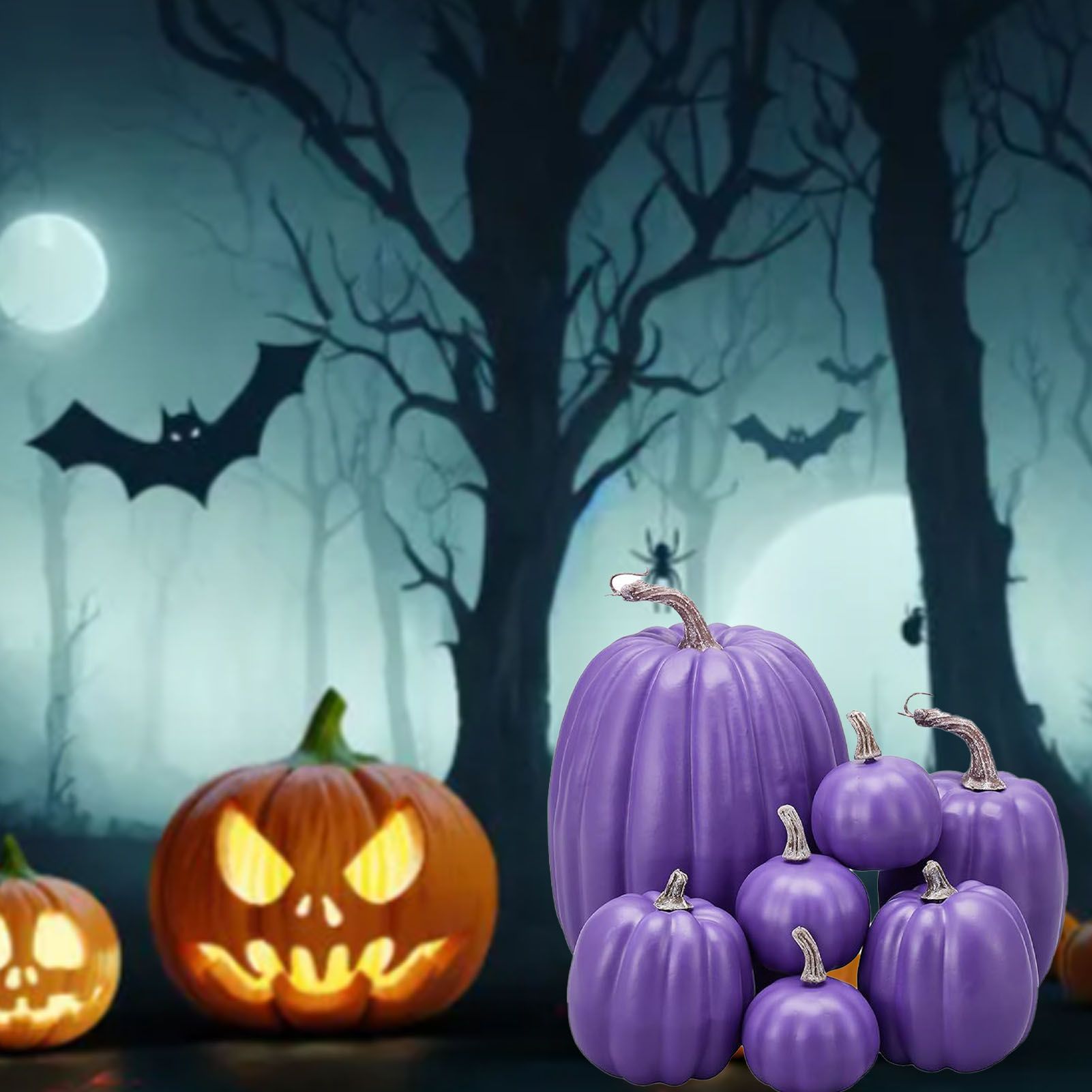 7pcs Simulated Pumpkin Glossy Paint Lightweight Creative Reusable Foam Pumpkin view 8