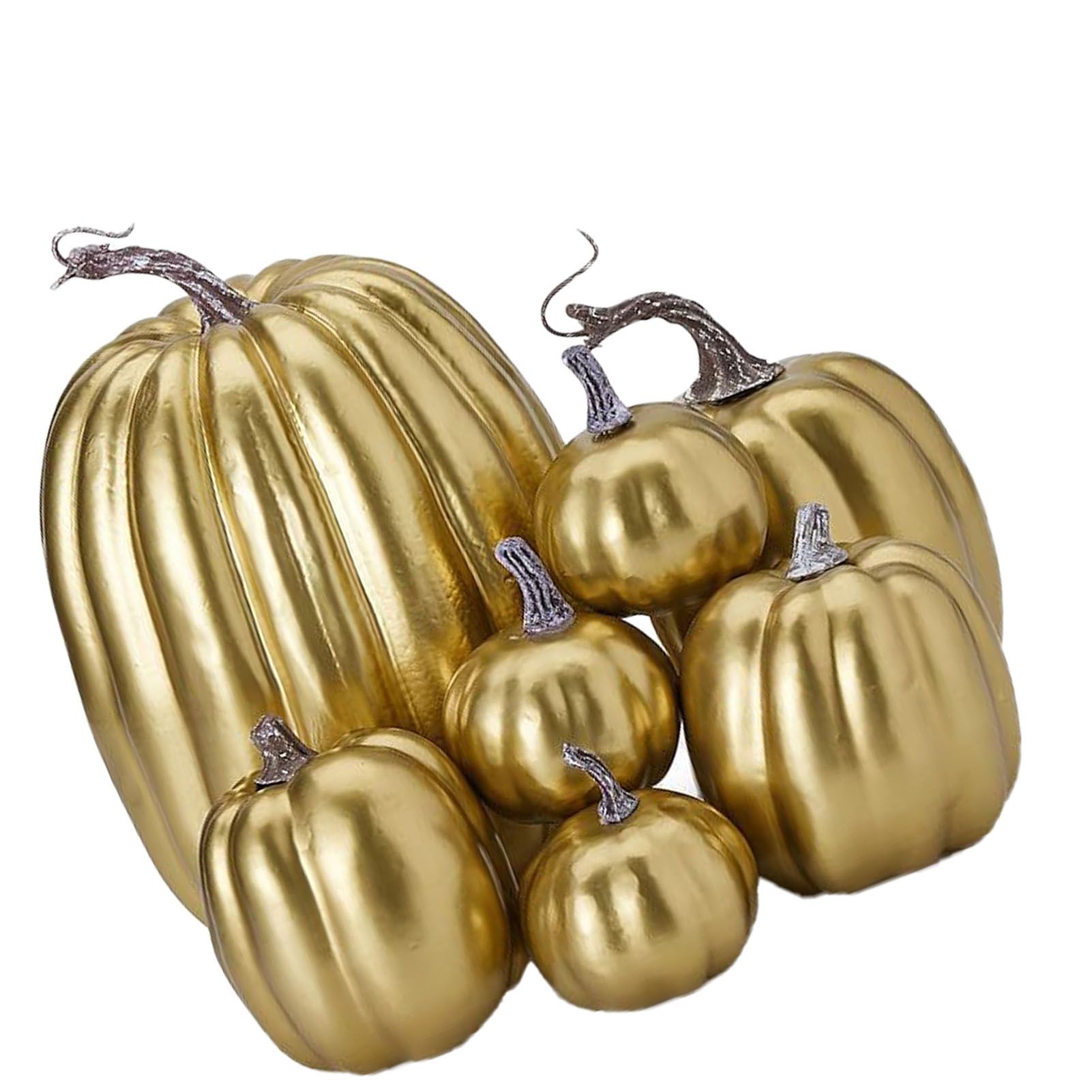 7pcs Simulated Pumpkin Glossy Paint Lightweight Creative Reusable Foam Pumpkin