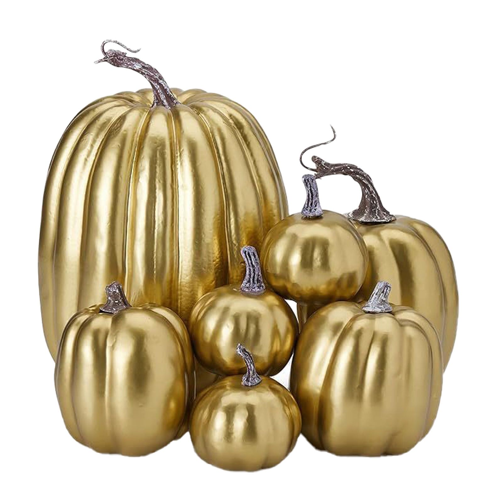 7pcs Simulated Pumpkin Glossy Paint Lightweight Creative Reusable Foam Pumpkin view 3