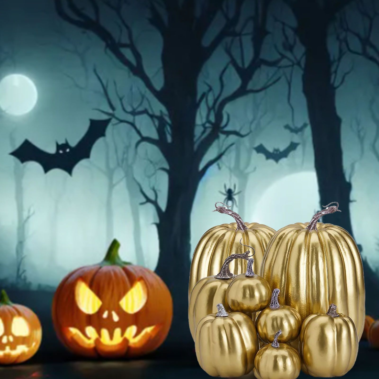 7pcs Simulated Pumpkin Glossy Paint Lightweight Creative Reusable Foam Pumpkin view 9