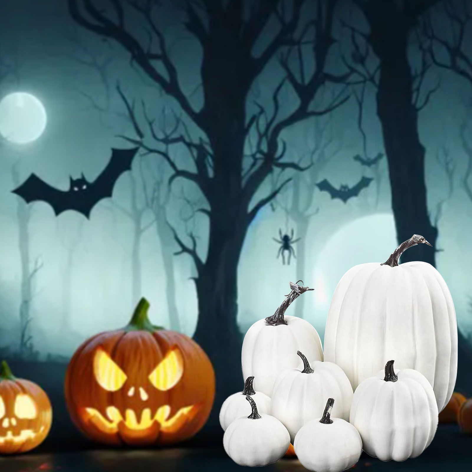 7pcs Simulated Pumpkin Glossy Paint Lightweight Creative Reusable Foam Pumpkin view 8