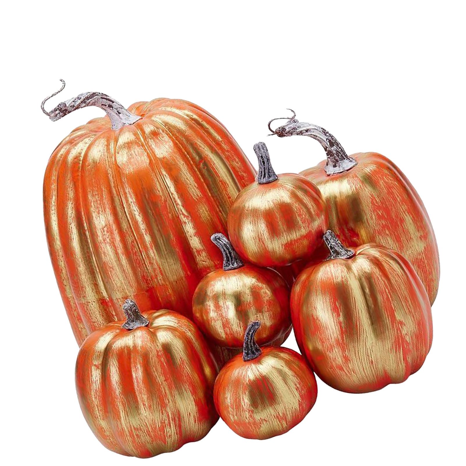 7pcs Simulated Pumpkin Glossy Paint Lightweight Creative Reusable Foam Pumpkin