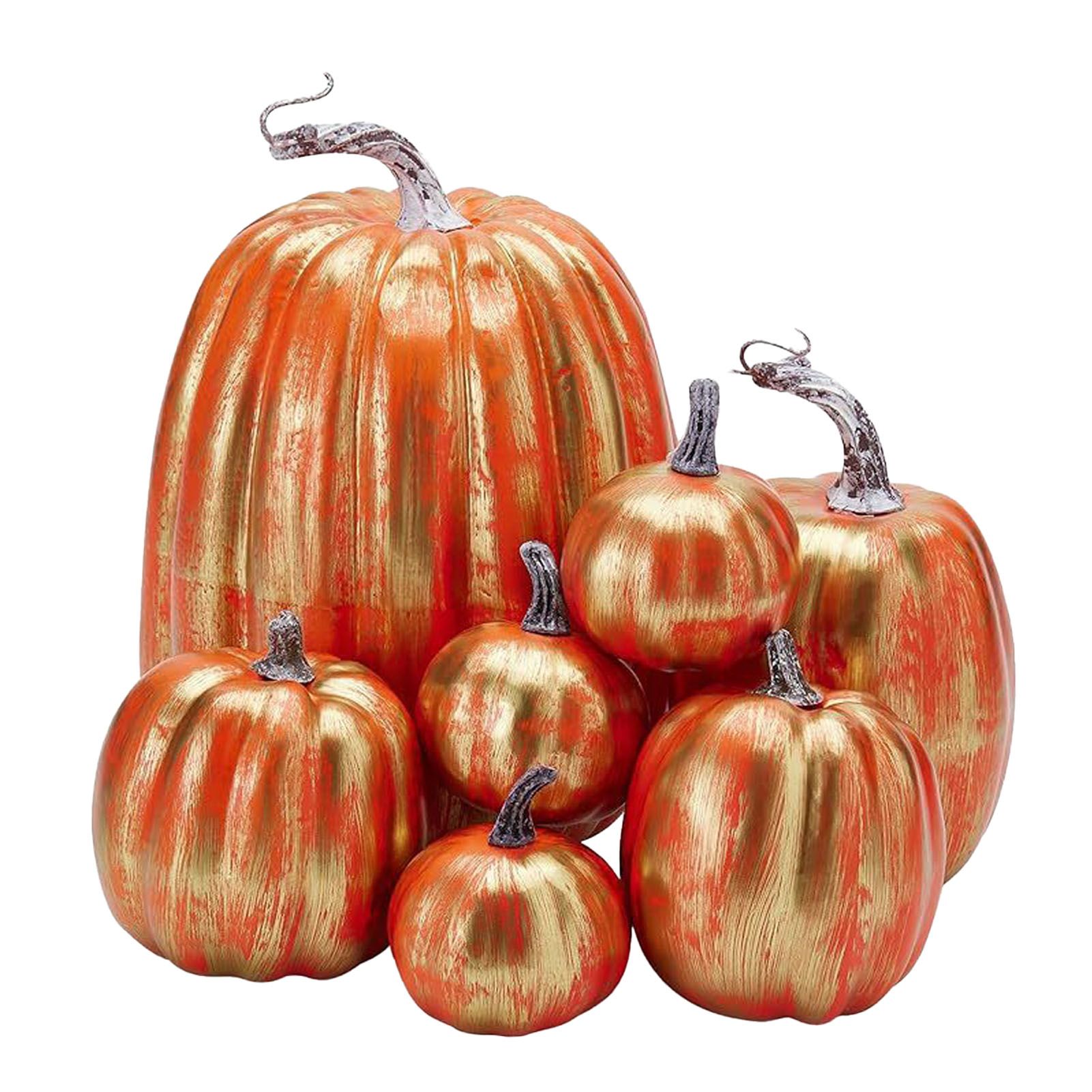 7pcs Simulated Pumpkin Glossy Paint Lightweight Creative Reusable Foam Pumpkin view 3