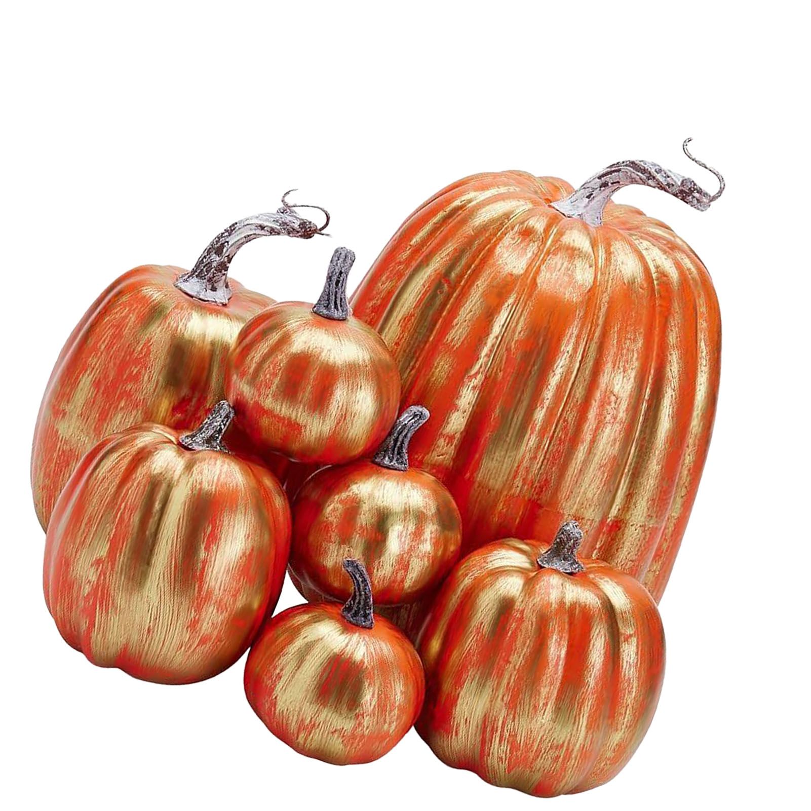 7pcs Simulated Pumpkin Glossy Paint Lightweight Creative Reusable Foam Pumpkin view 4