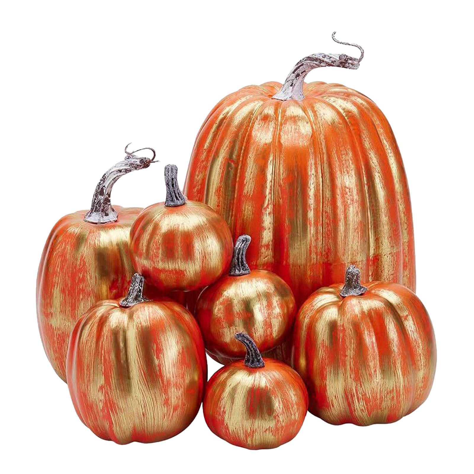 7pcs Simulated Pumpkin Glossy Paint Lightweight Creative Reusable Foam Pumpkin view 6