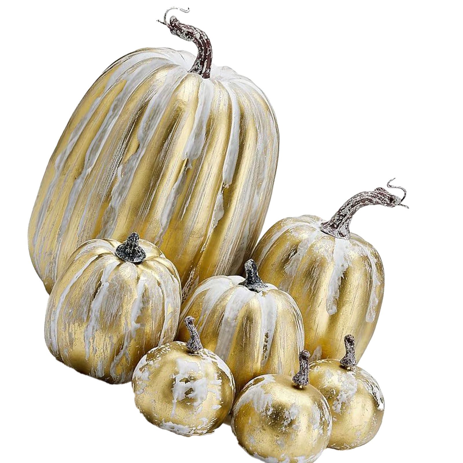 7pcs Simulated Pumpkin Glossy Paint Lightweight Creative Reusable Foam Pumpkin