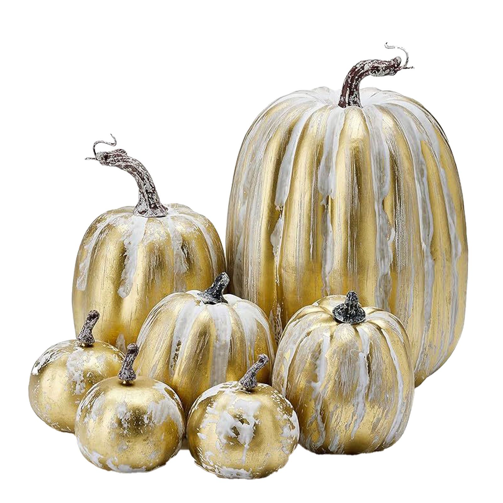 7pcs Simulated Pumpkin Glossy Paint Lightweight Creative Reusable Foam Pumpkin view 3