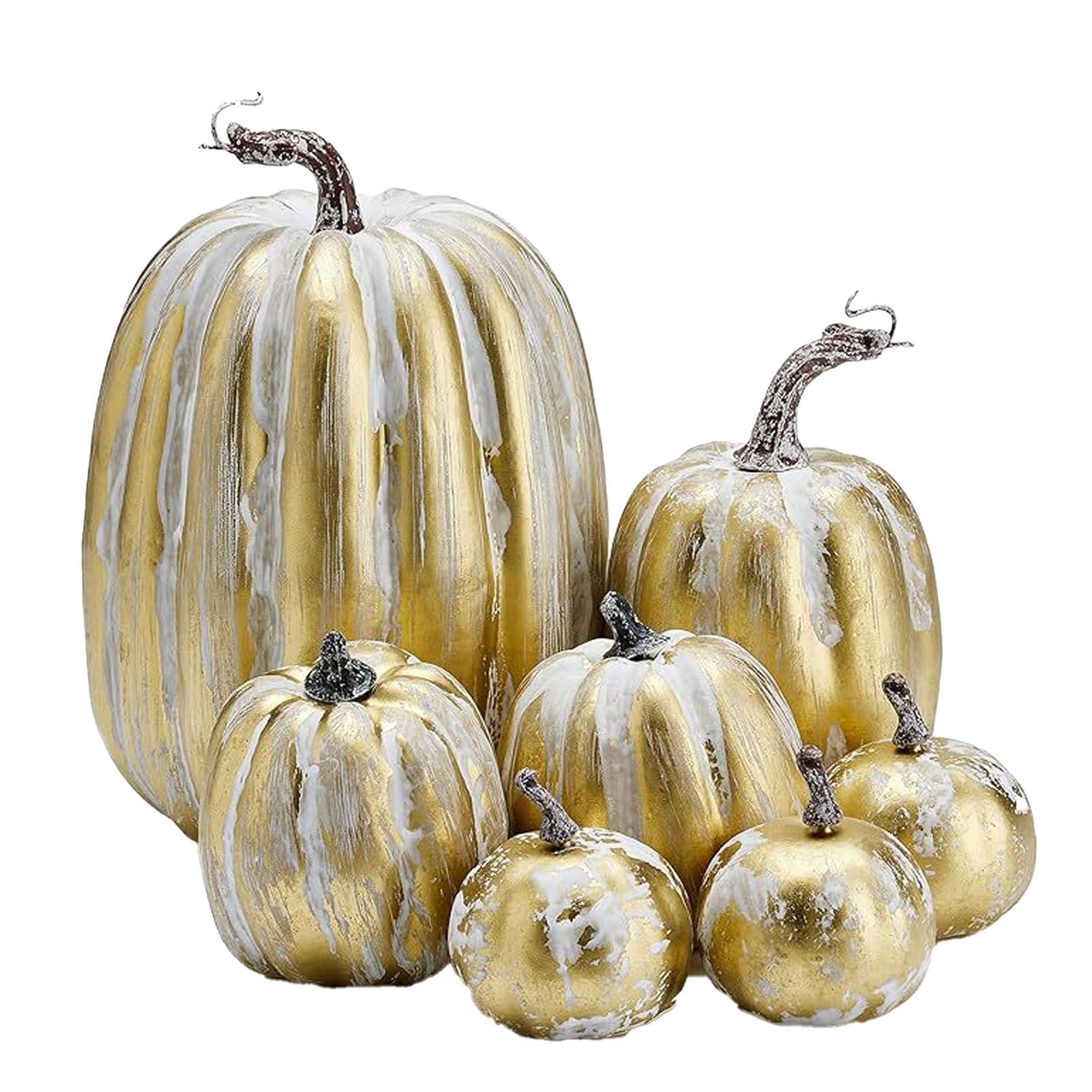 7pcs Simulated Pumpkin Glossy Paint Lightweight Creative Reusable Foam Pumpkin view 4