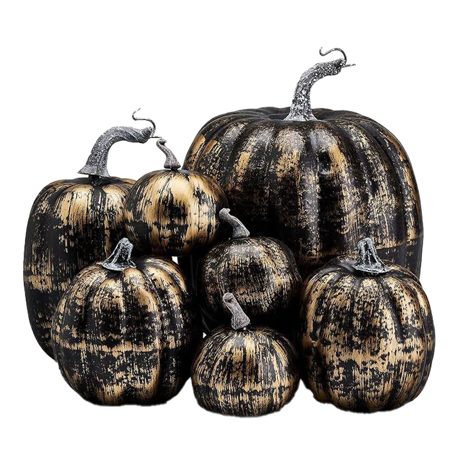 7pcs Simulated Pumpkin Glossy Paint Lightweight Creative Reusable Foam Pumpkin