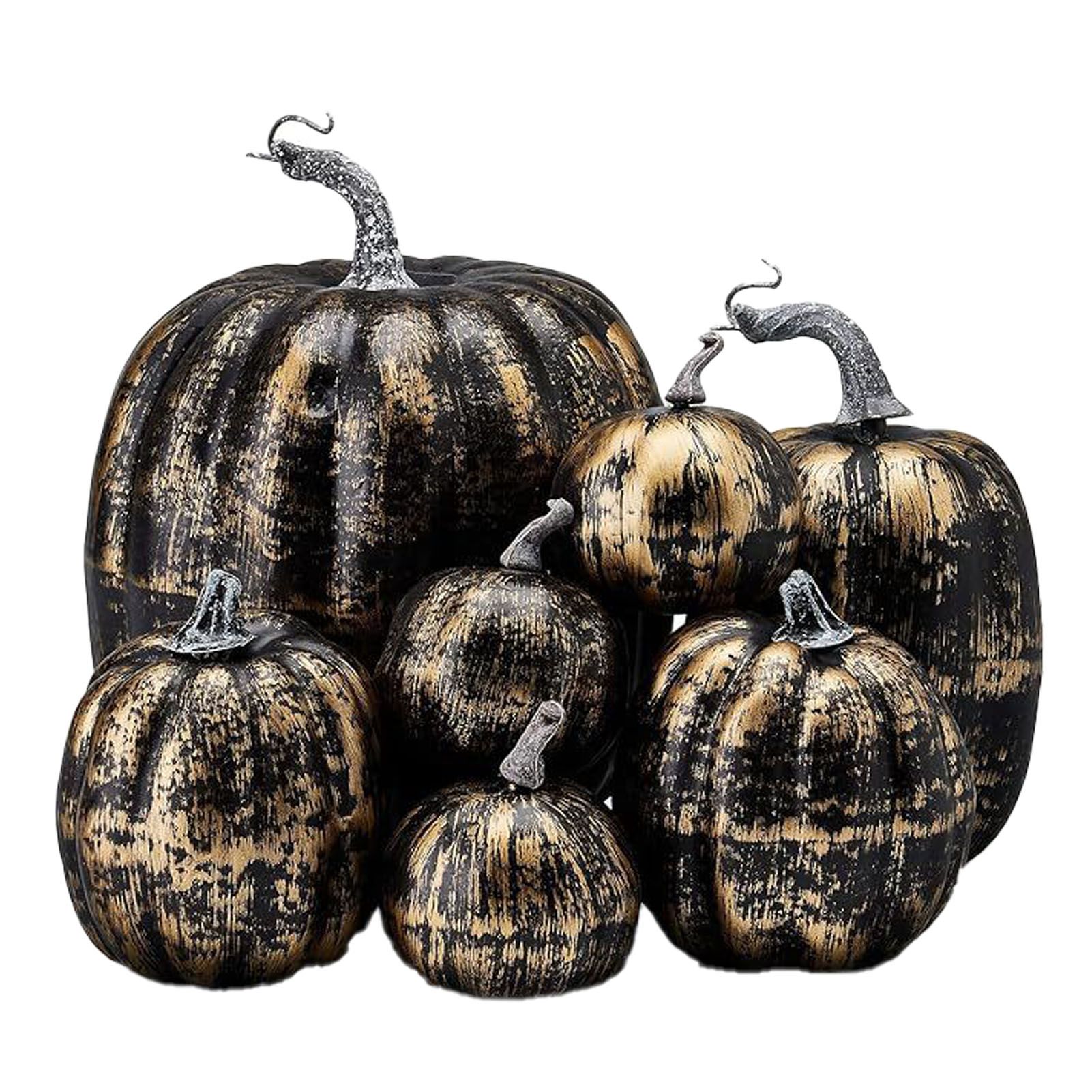 7pcs Simulated Pumpkin Glossy Paint Lightweight Creative Reusable Foam Pumpkin view 3