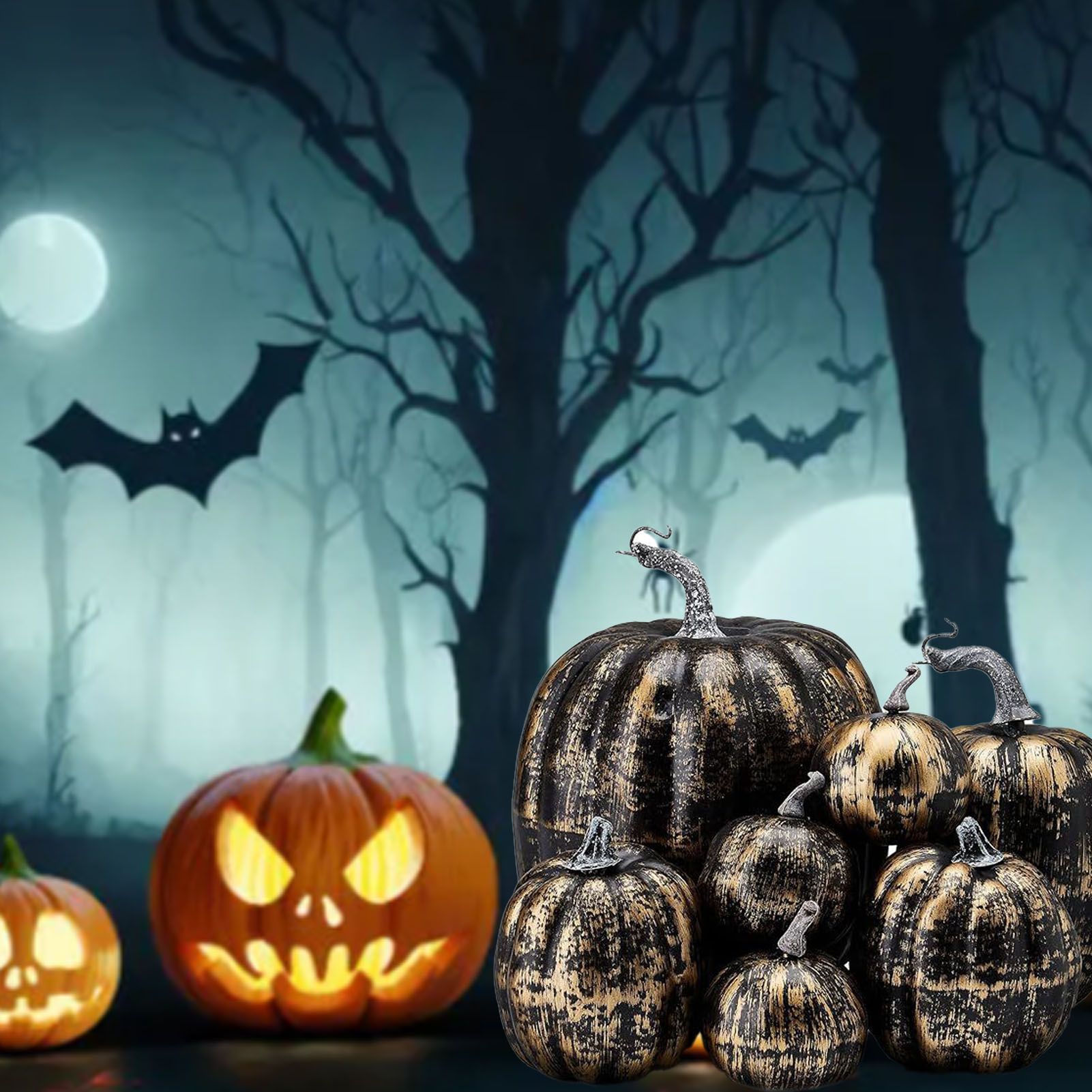 7pcs Simulated Pumpkin Glossy Paint Lightweight Creative Reusable Foam Pumpkin view 8