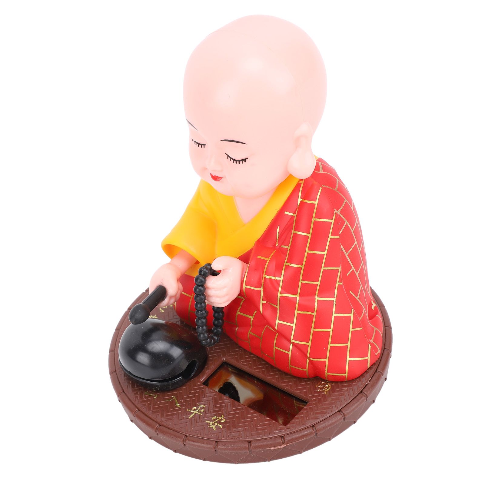 Little Monk Solar Figurine Funny Auto Nodding Knocking Chinese Monk Statue Toy — image 1