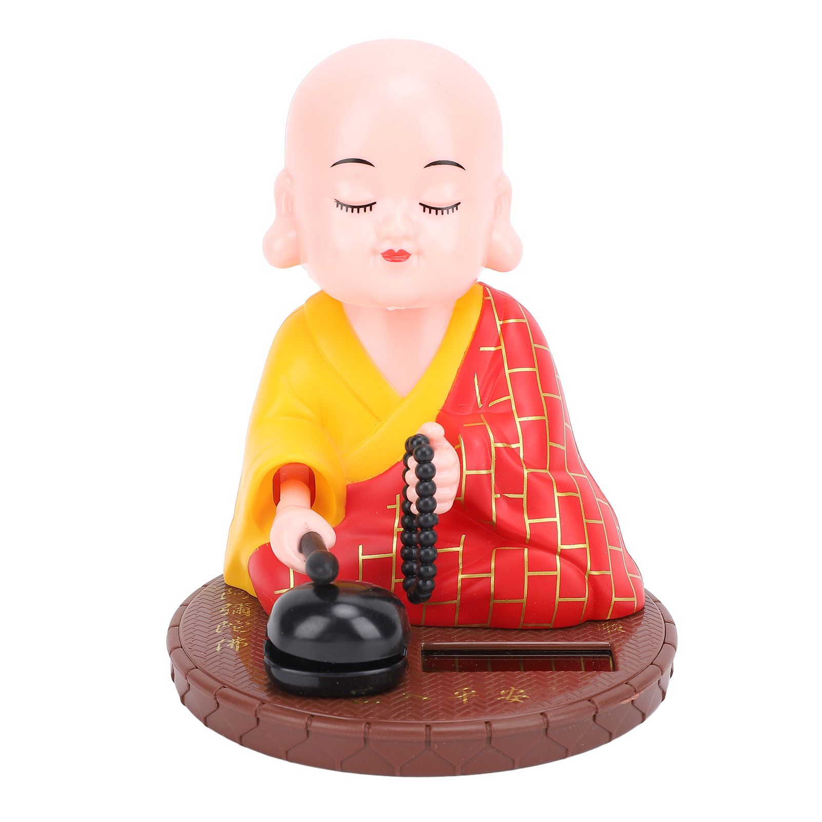 Little Monk Solar Figurine Funny Auto Nodding Knocking Chinese Monk Statue Toy view 3