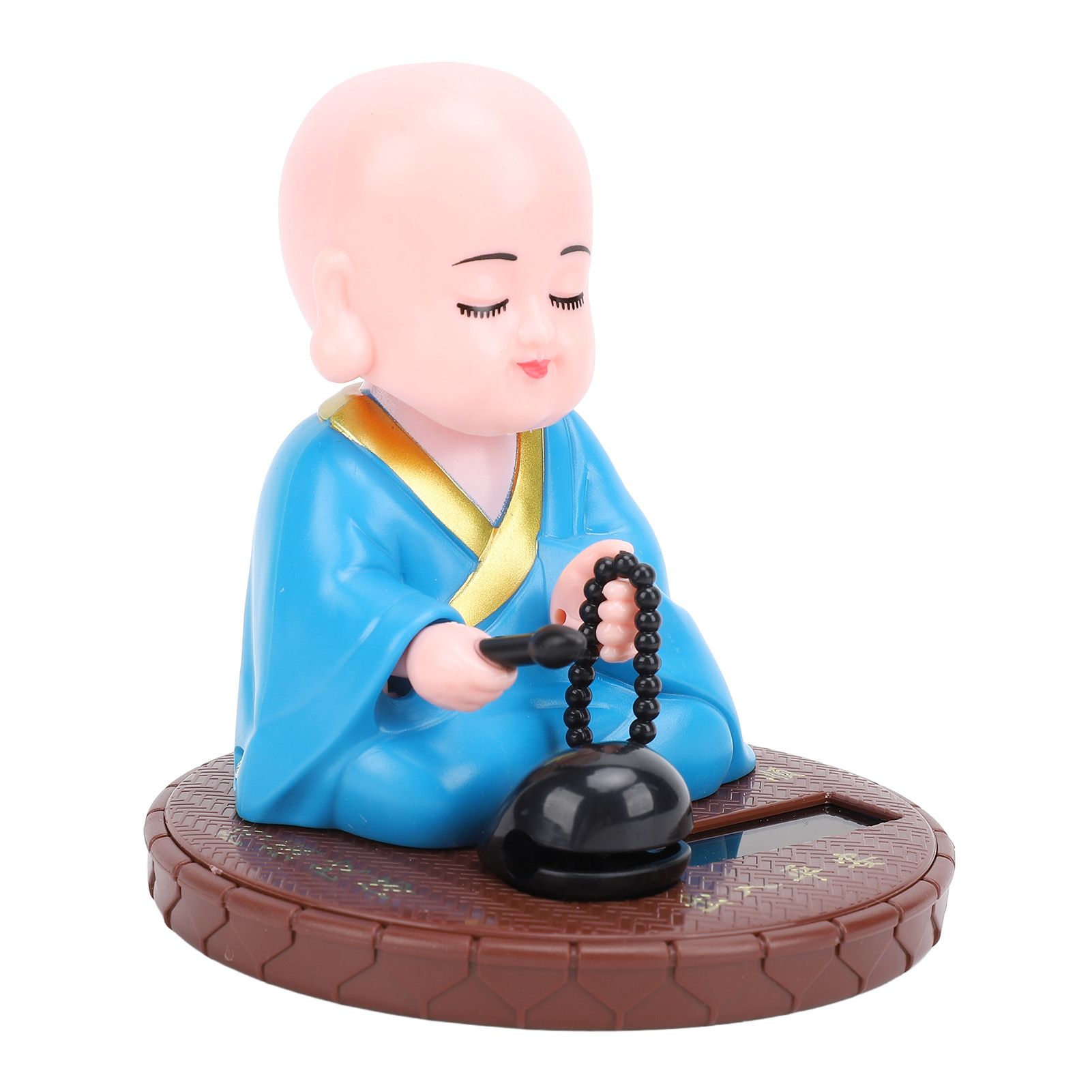 Little Monk Figurine Solar Funny Car Shaking Head Toy Chinese Little Monk — image 1