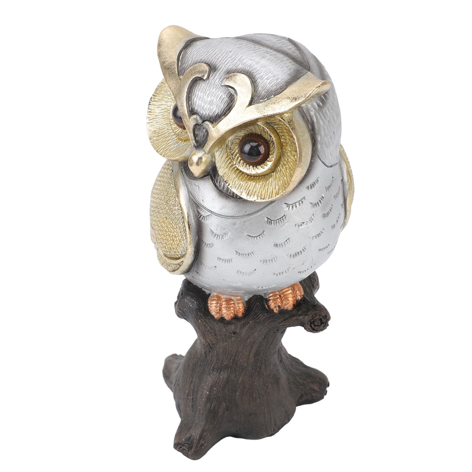 Owl Figurine Statue Resin Owl Sculpture Standing On Stump for Home Porch Patio view 4