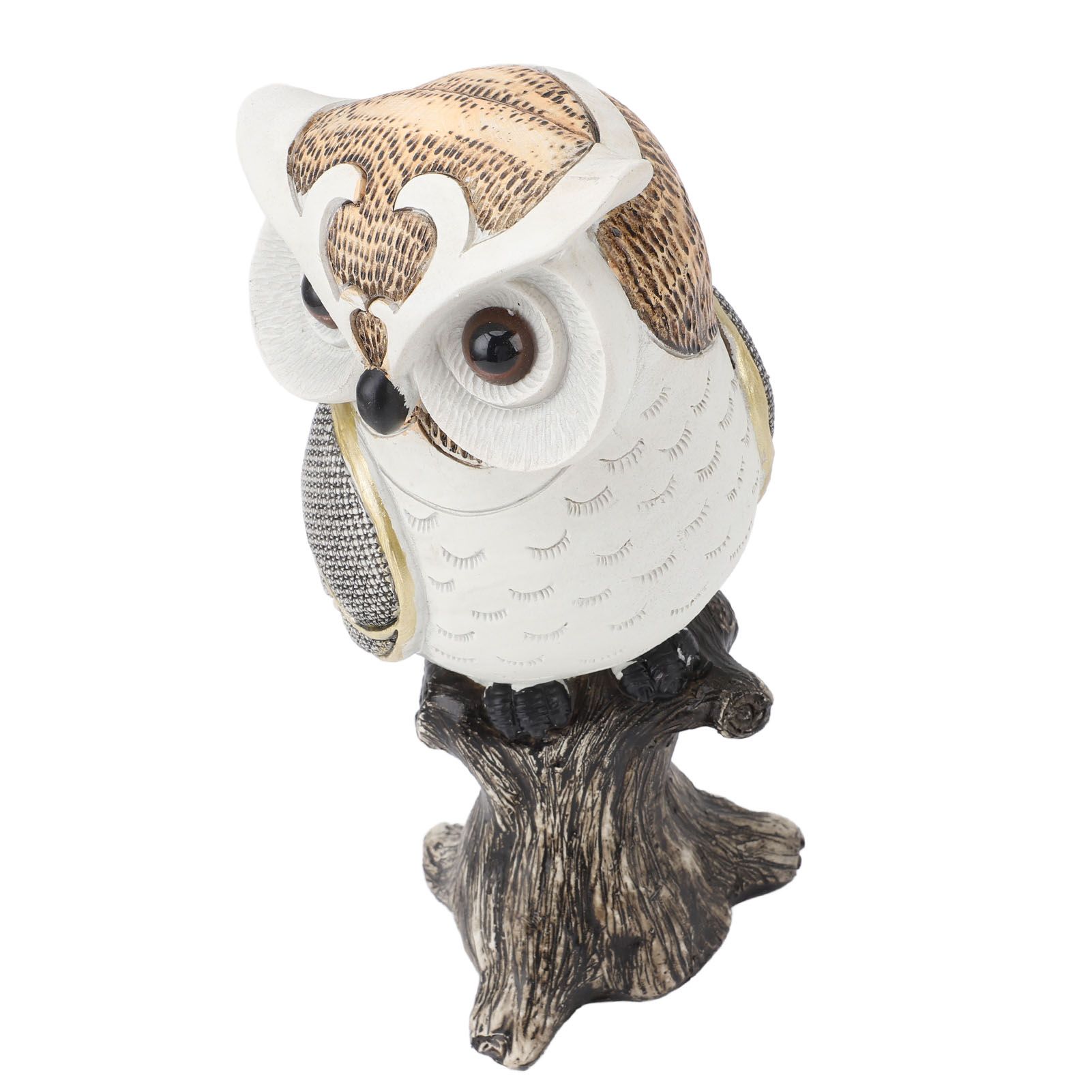 Owl Figurine Statue Resin Owl Sculpture Standing On Stump for Home Porch Patio — image 1