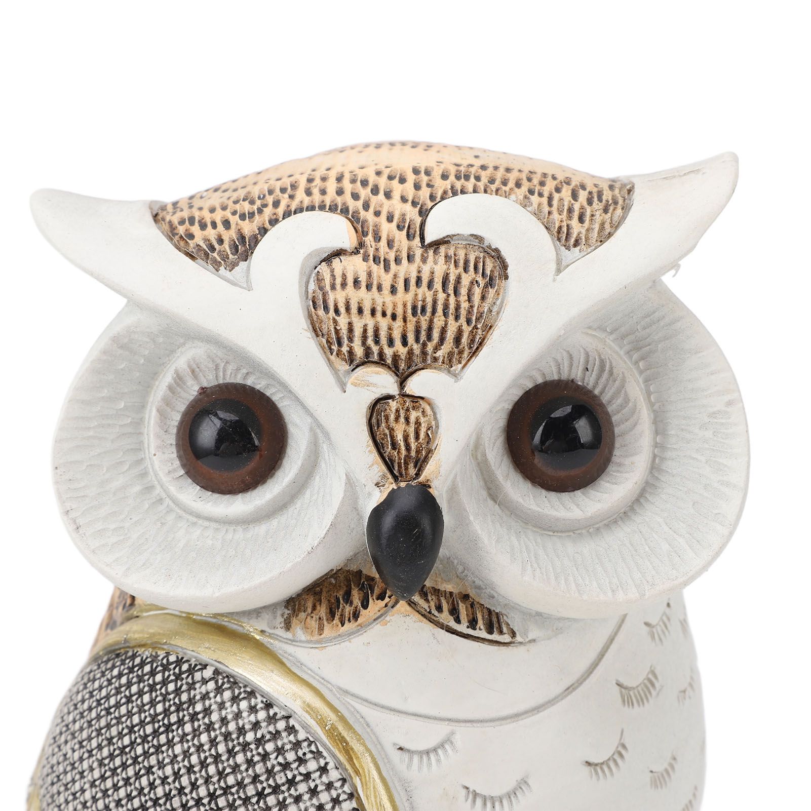 Owl Figurine Statue Resin Owl Sculpture Standing On Stump for Home Porch Patio view 2