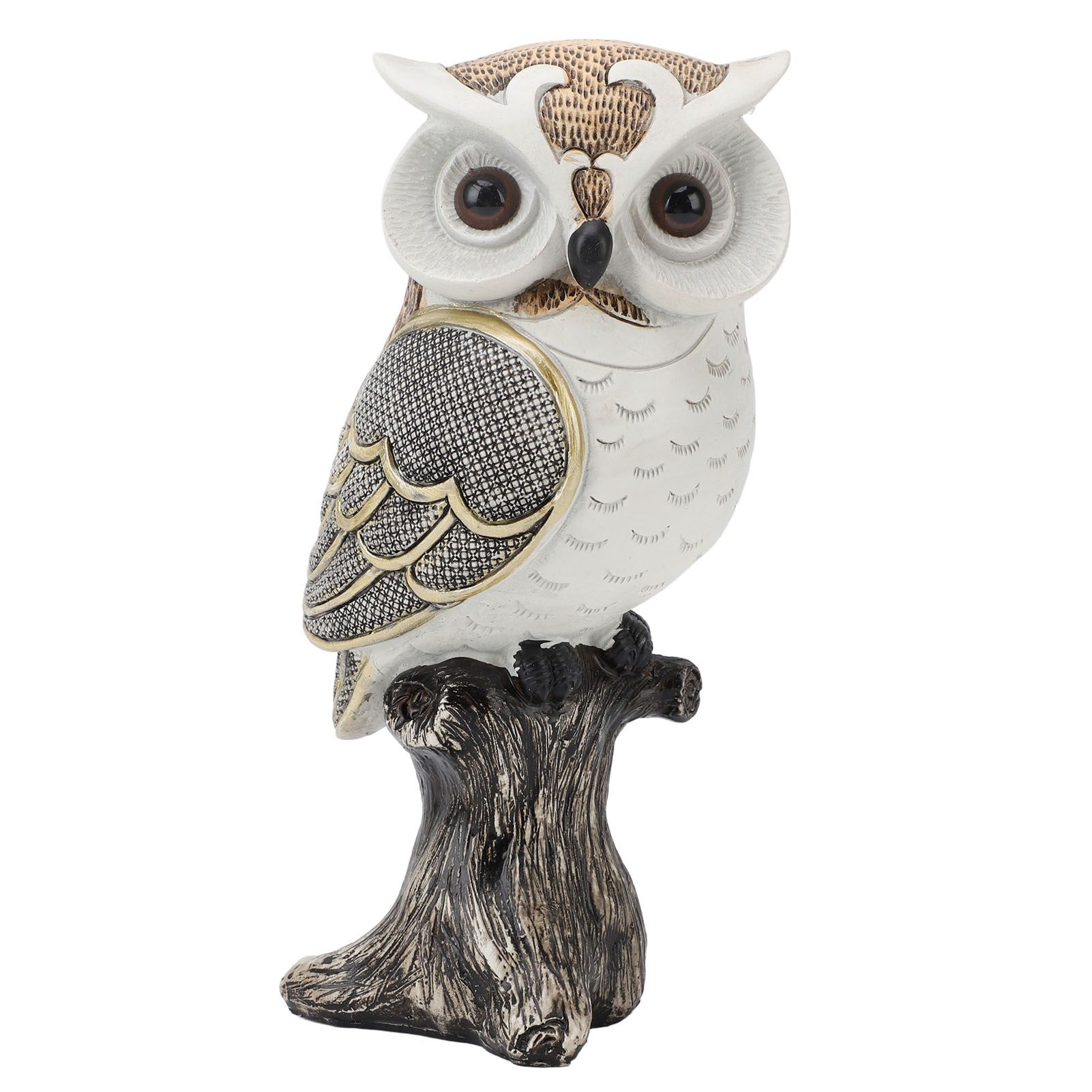 Owl Figurine Statue Resin Owl Sculpture Standing On Stump for Home Porch Patio view 3