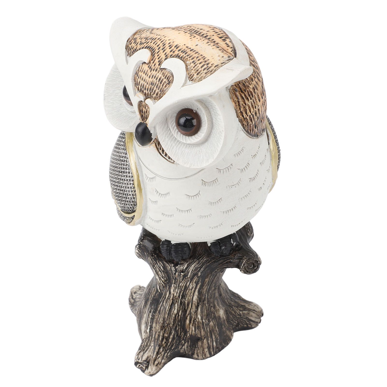 Owl Figurine Statue Resin Owl Sculpture Standing On Stump for Home Porch Patio view 4