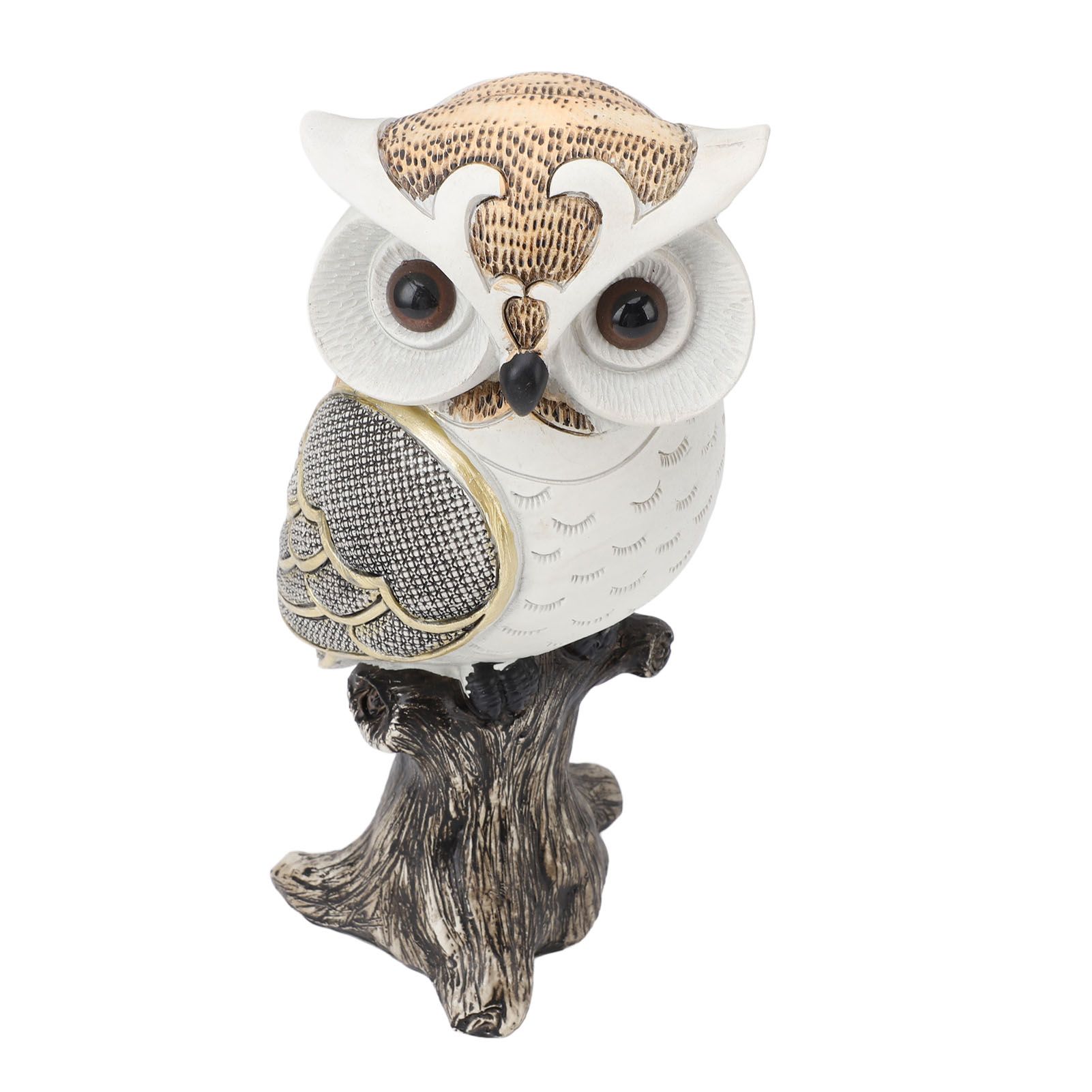 Owl Figurine Statue Resin Owl Sculpture Standing On Stump for Home Porch Patio view 6