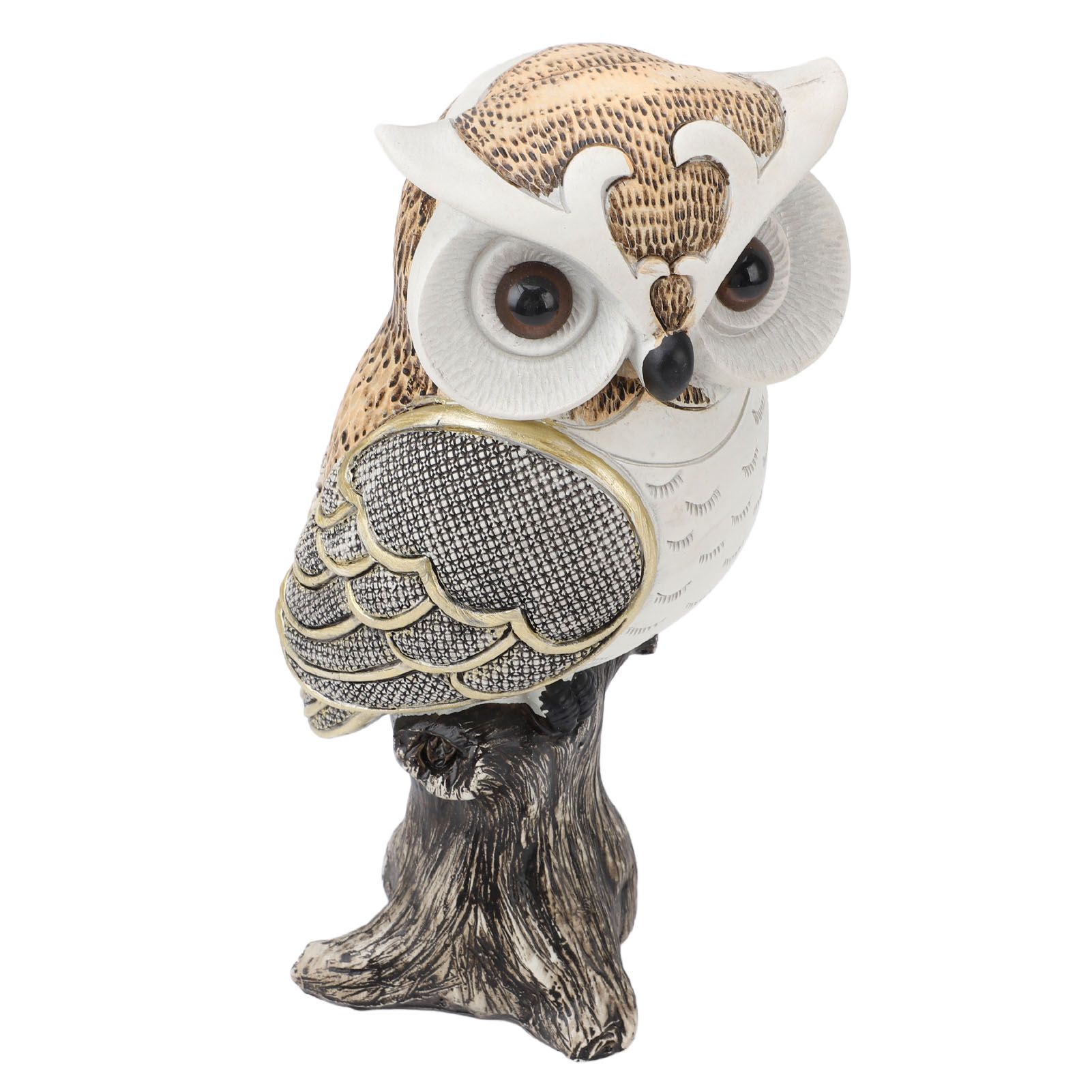 Owl Figurine Statue Resin Owl Sculpture Standing On Stump for Home Porch Patio view 8