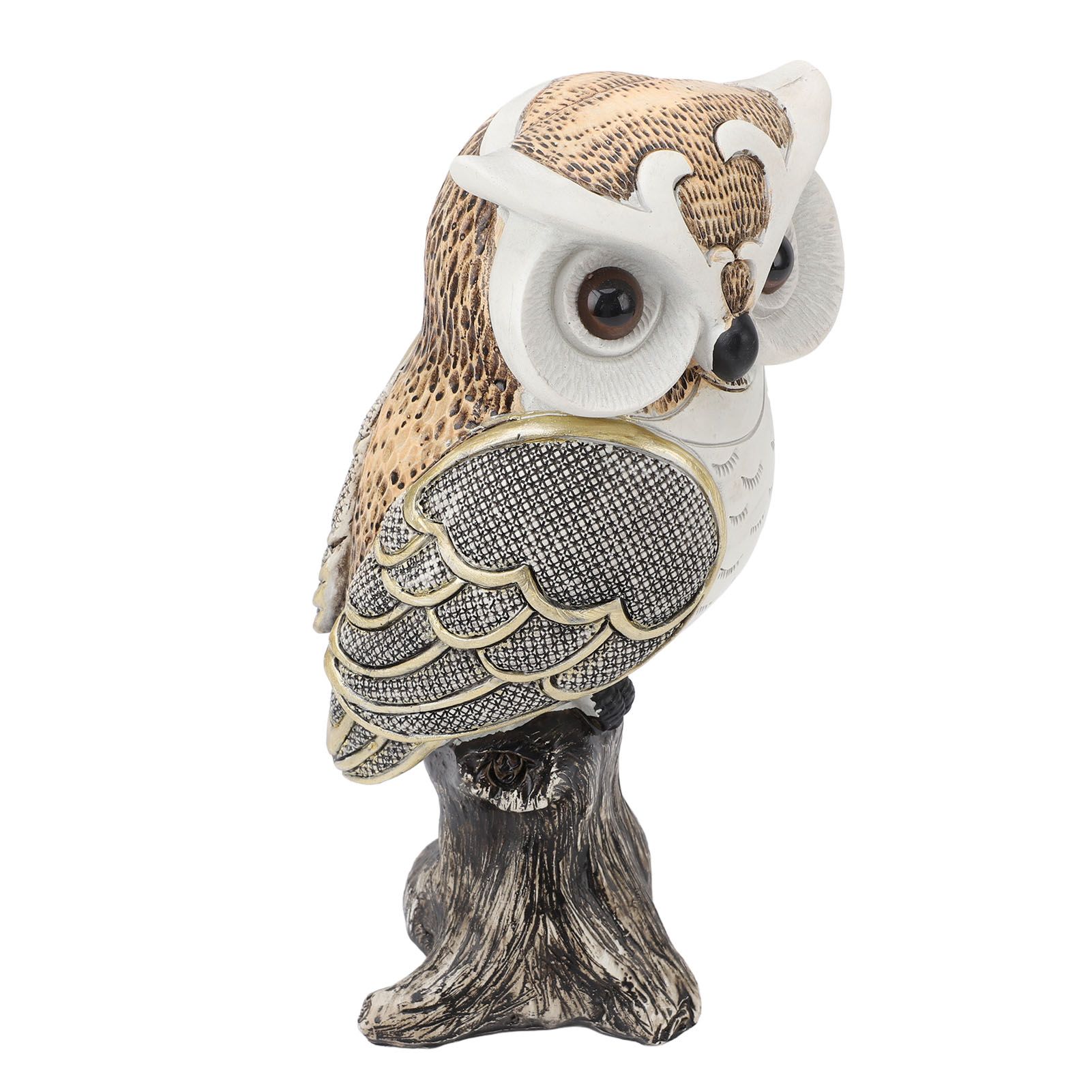 Owl Figurine Statue Resin Owl Sculpture Standing On Stump for Home Porch Patio view 9