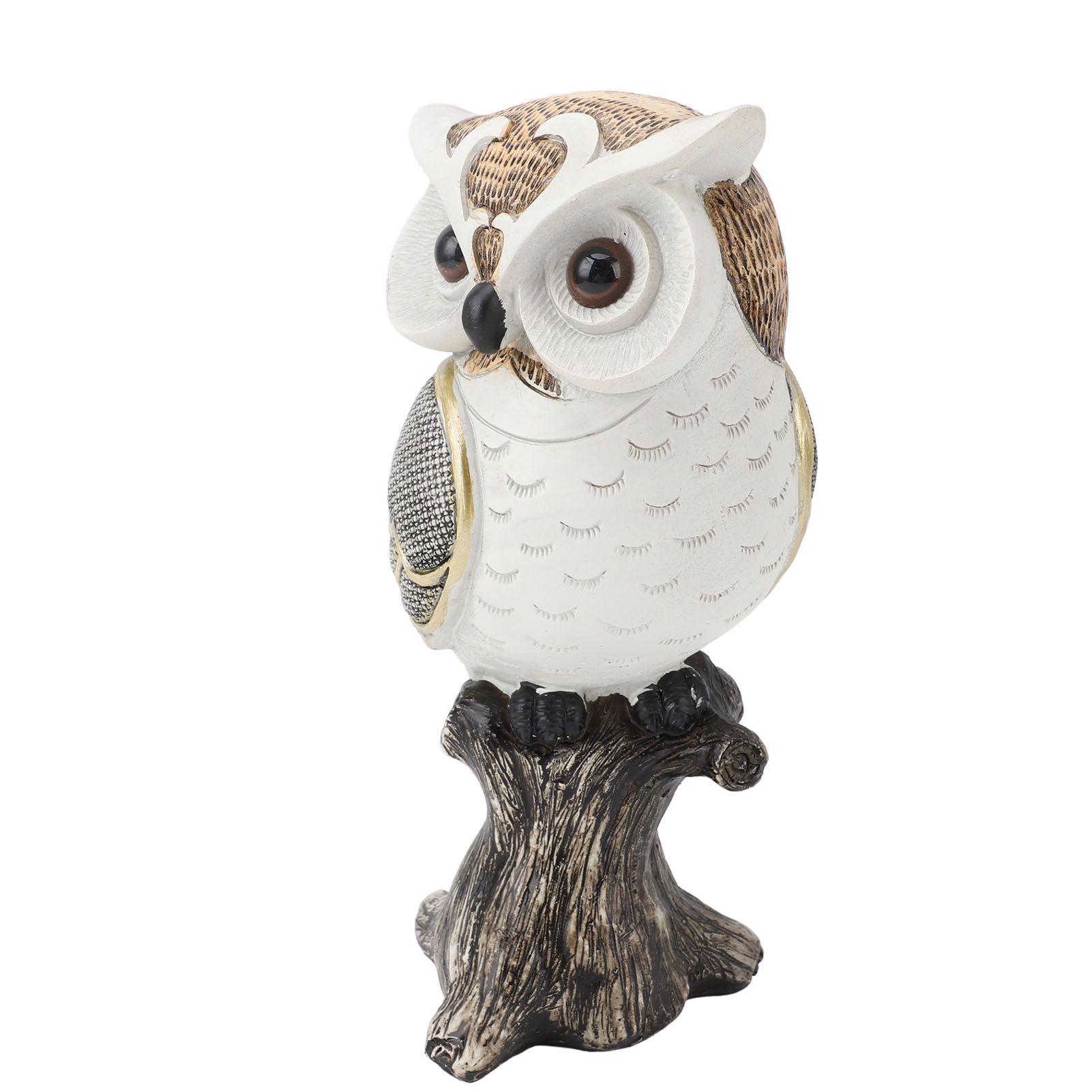 Owl Figurine Statue Resin Owl Sculpture Standing On Stump for Home Porch Patio view 10