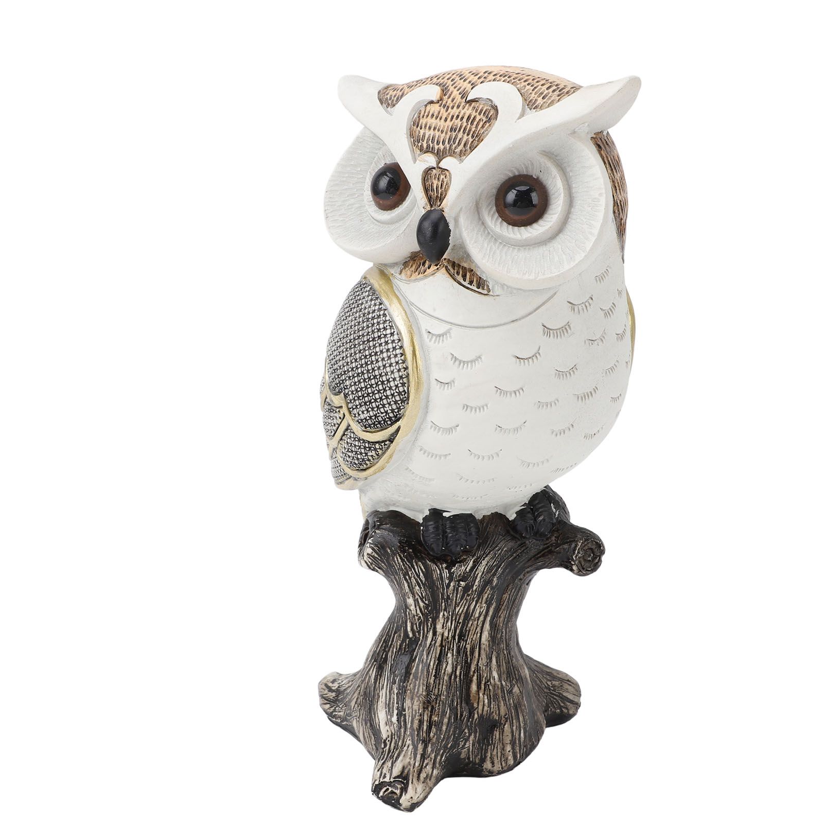 Owl Figurine Statue Resin Owl Sculpture Standing On Stump for Home Porch Patio view 11
