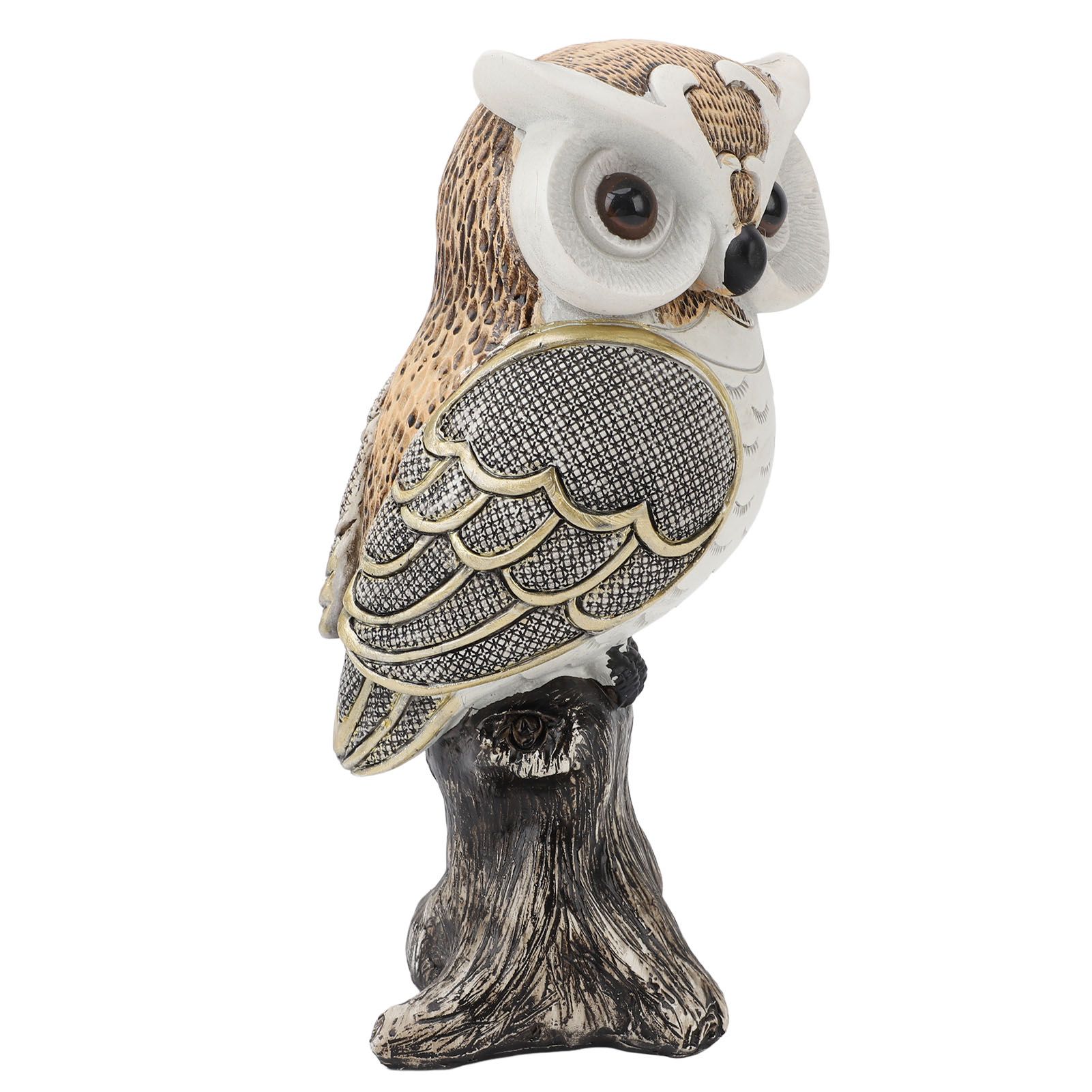 Owl Figurine Statue Resin Owl Sculpture Standing On Stump for Home Porch Patio view 12