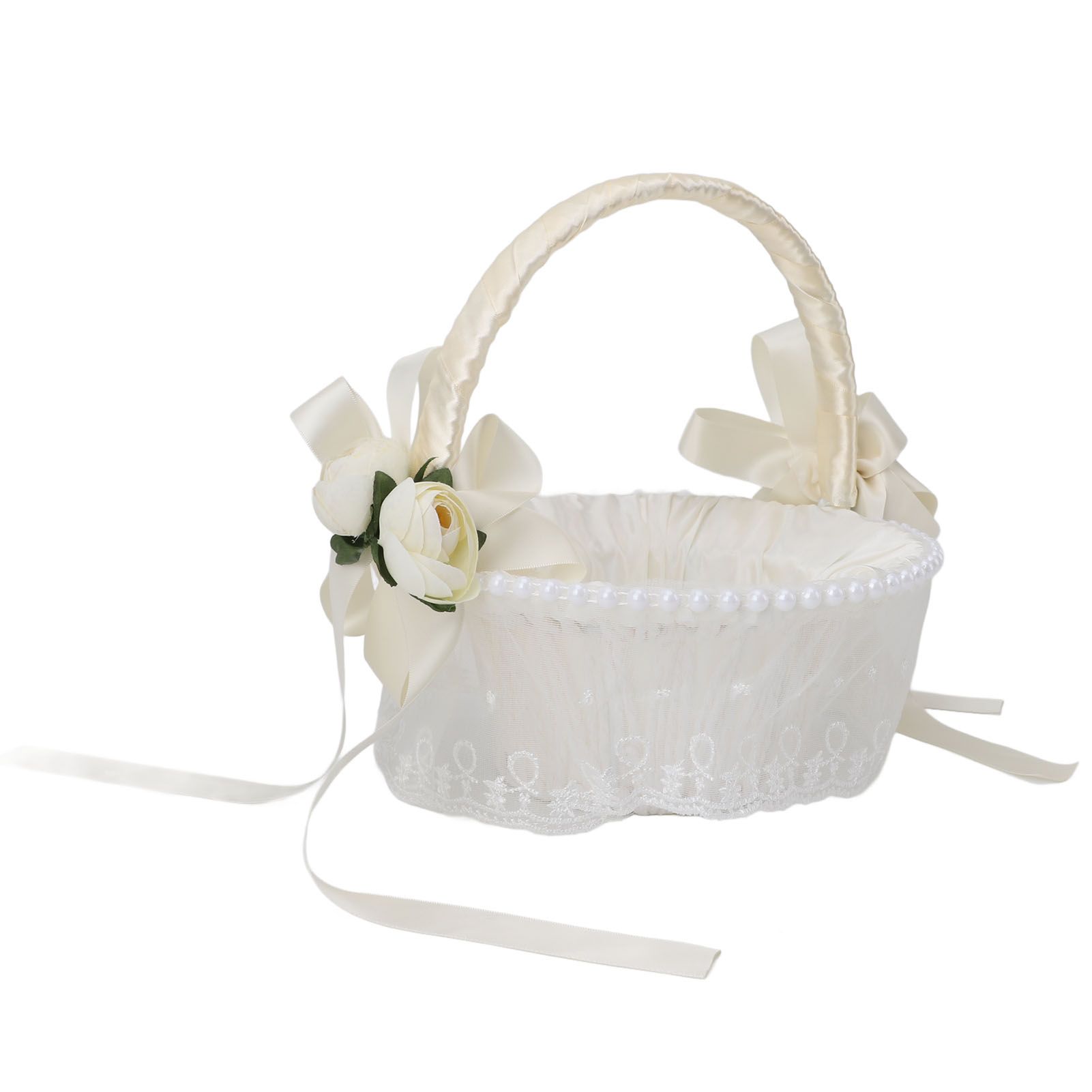 Flower Girl Basket Romantic Elegant Lightweight Hand Woven Wedding Flower view 10