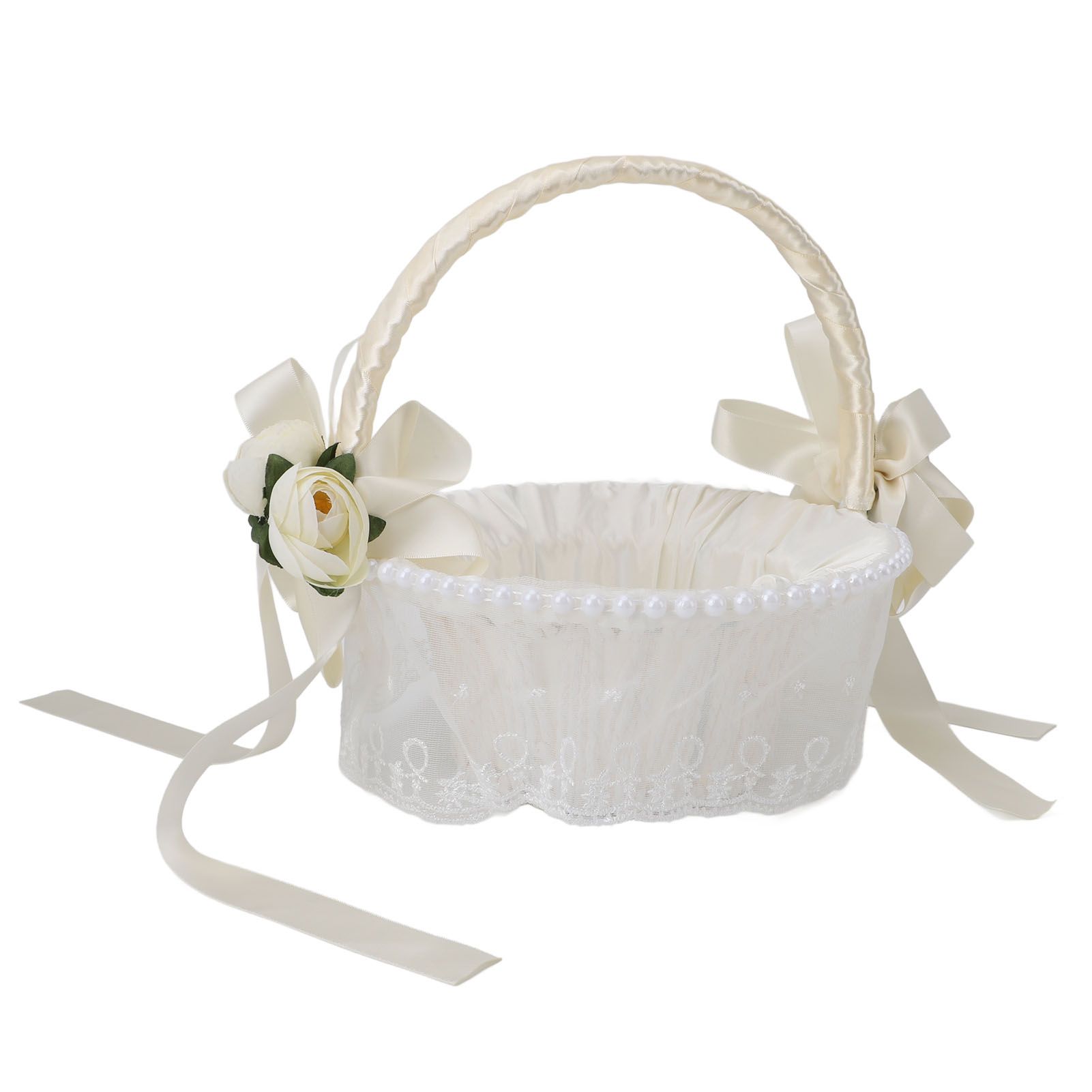 Flower Girl Basket Romantic Elegant Lightweight Hand Woven Wedding Flower view 11