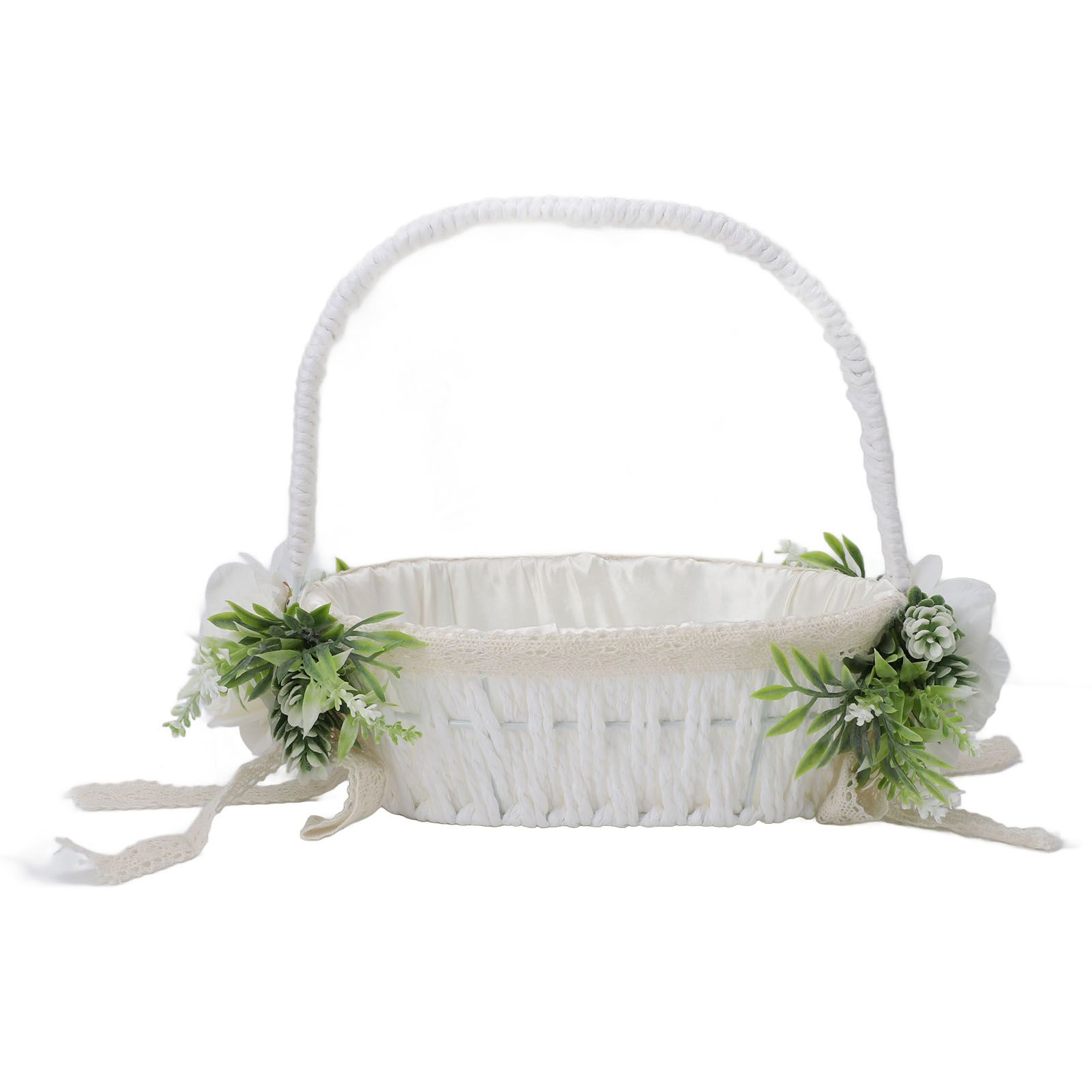 Flower Girl Basket Romantic Elegant Lightweight Hand Woven Wedding Flower view 3