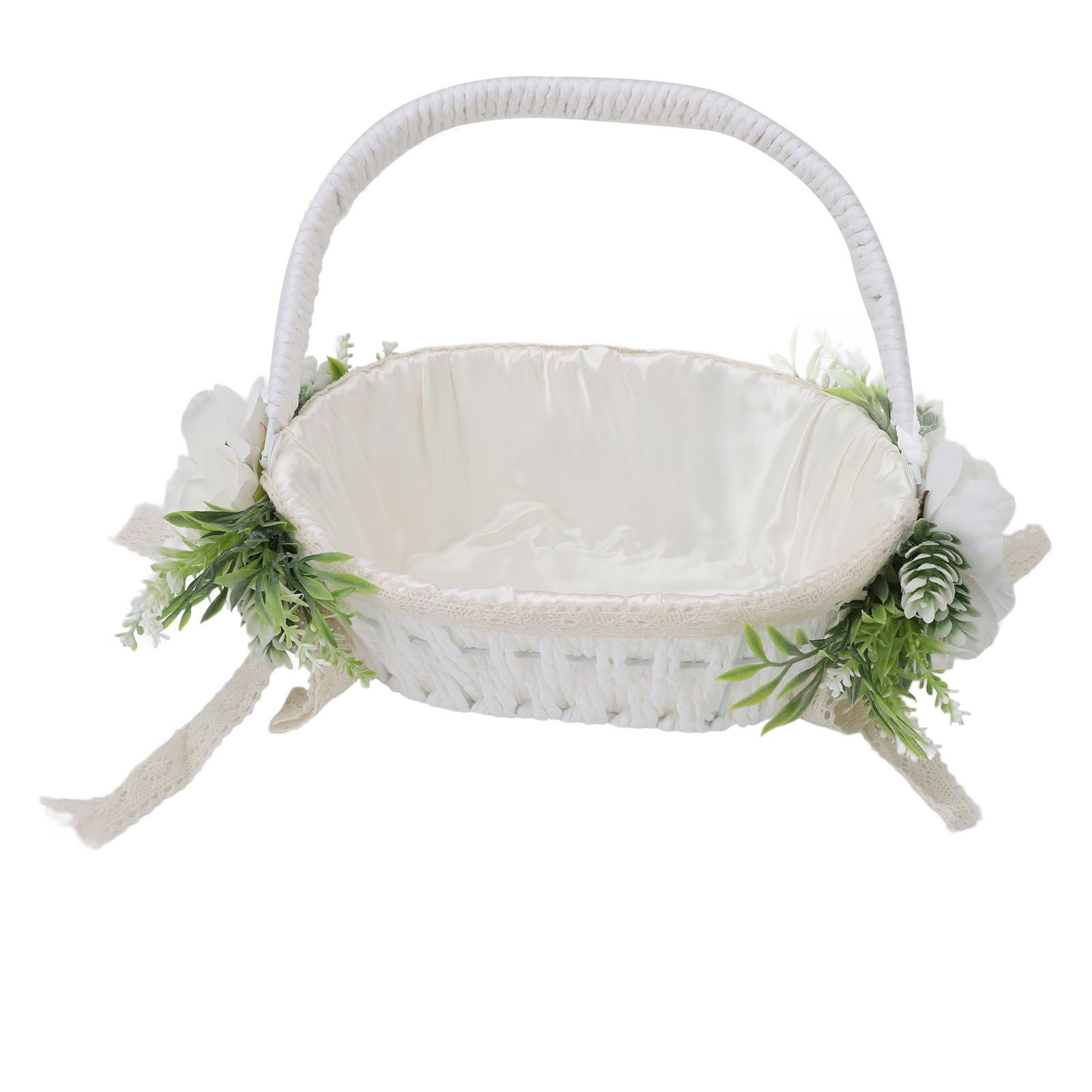 Flower Girl Basket Romantic Elegant Lightweight Hand Woven Wedding Flower view 4