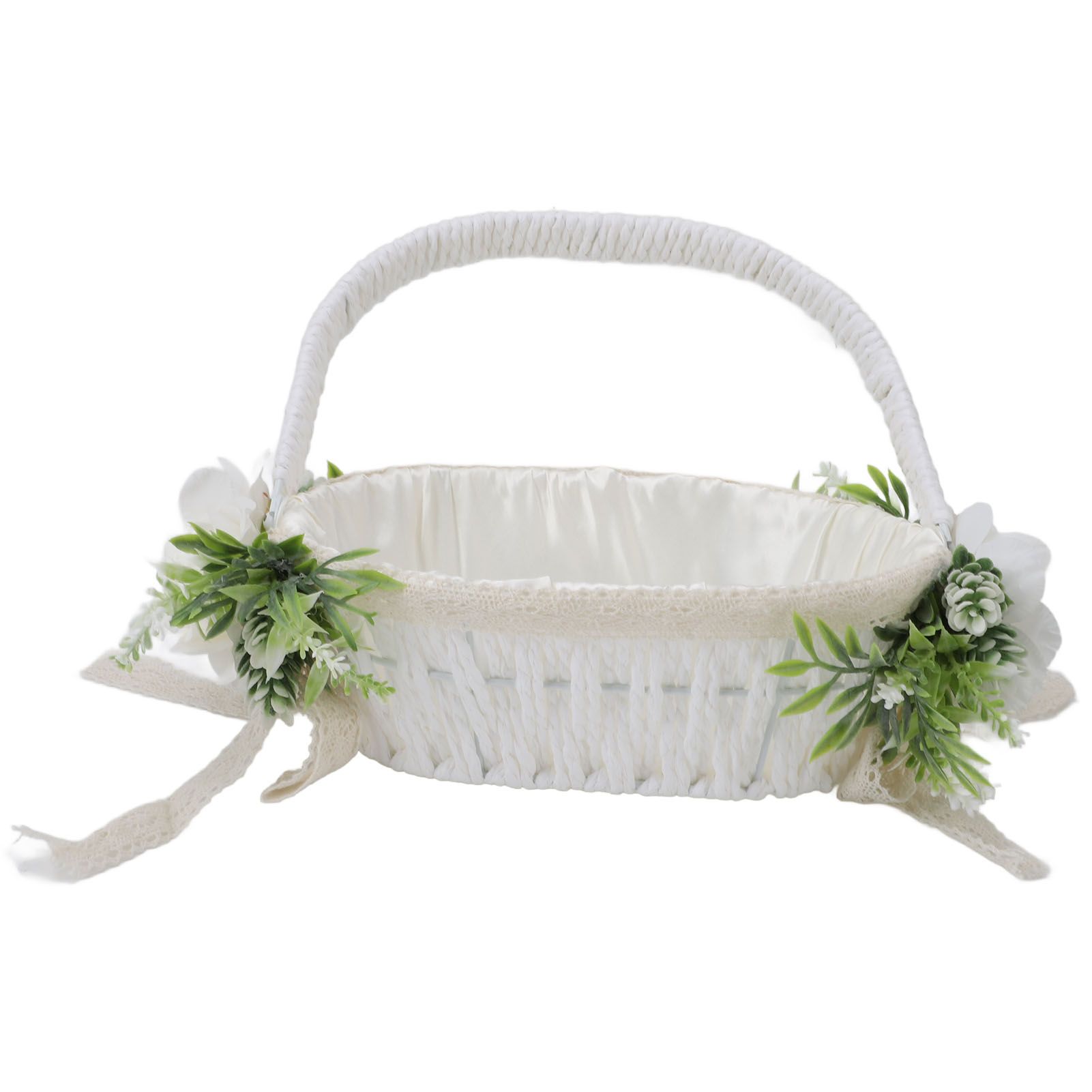 Flower Girl Basket Romantic Elegant Lightweight Hand Woven Wedding Flower view 6
