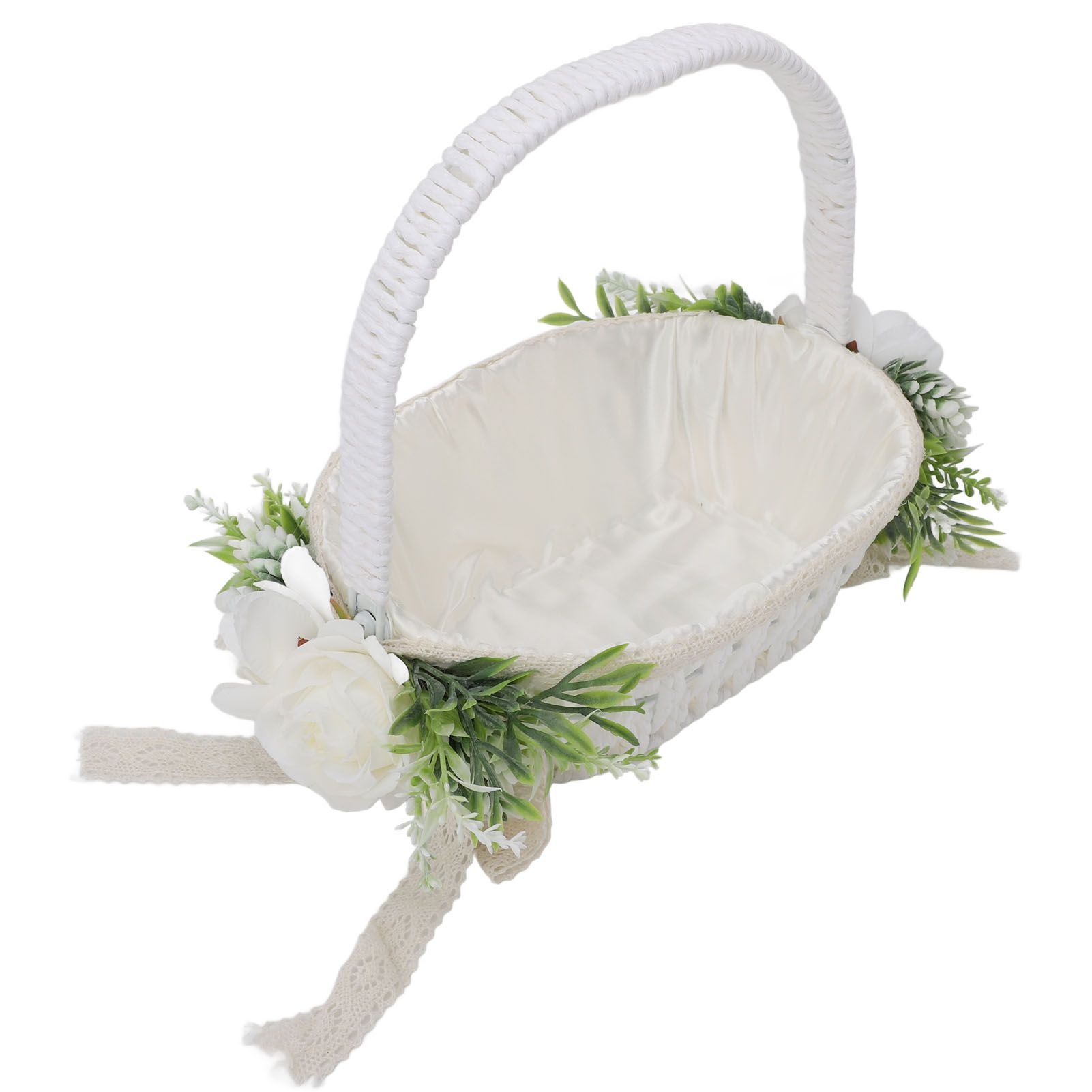 Flower Girl Basket Romantic Elegant Lightweight Hand Woven Wedding Flower view 8