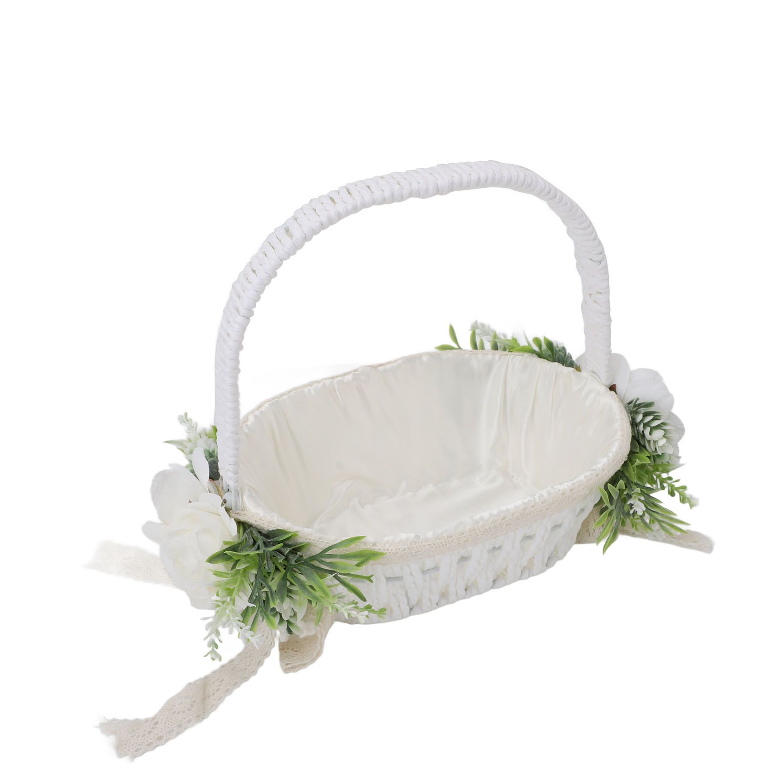 Flower Girl Basket Romantic Elegant Lightweight Hand Woven Wedding Flower view 9