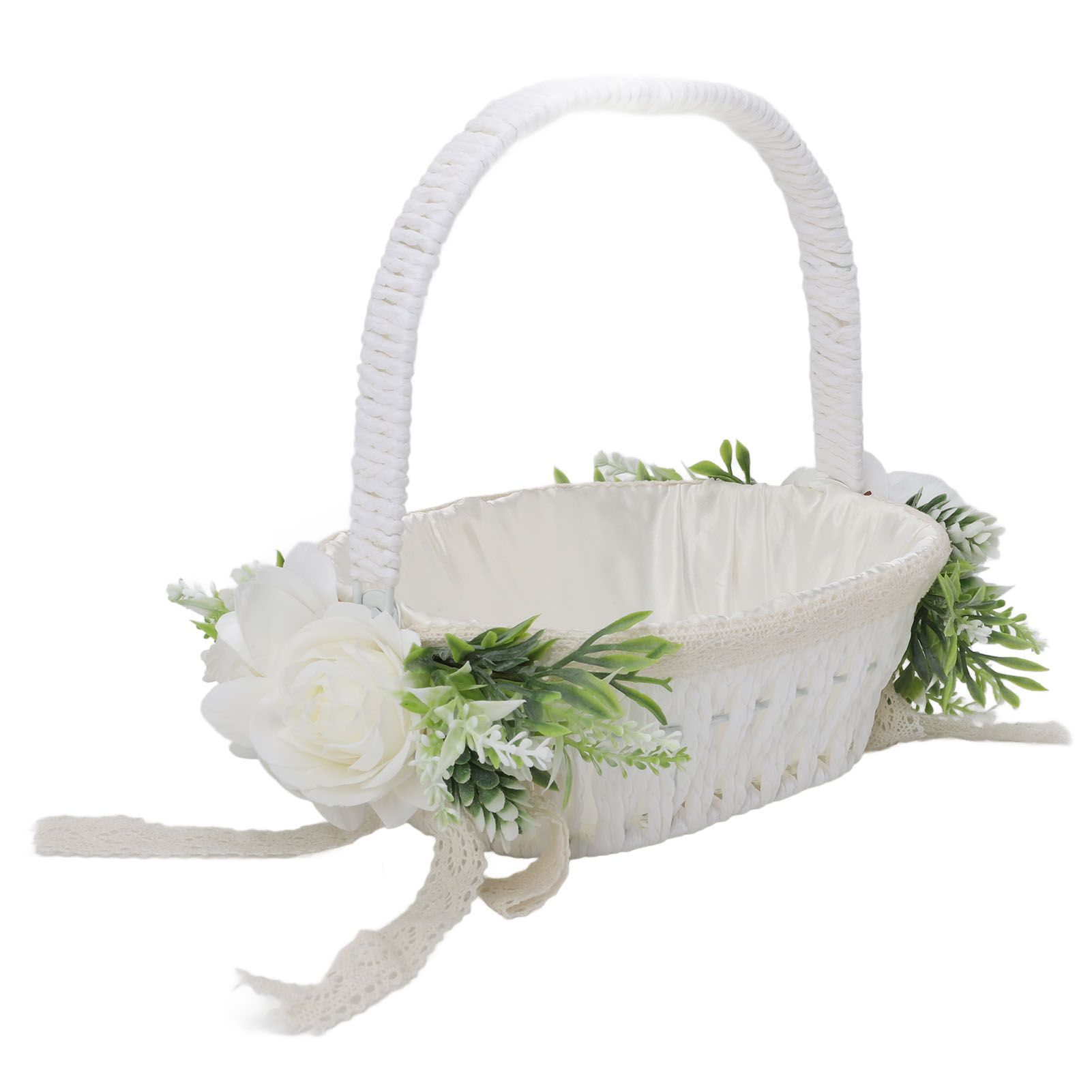 Flower Girl Basket Romantic Elegant Lightweight Hand Woven Wedding Flower view 10