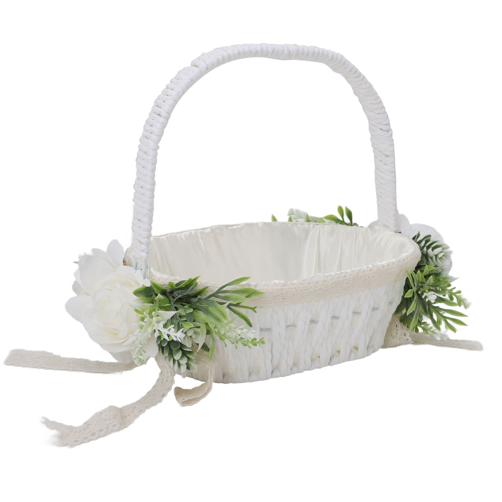 Flower Girl Basket Romantic Elegant Lightweight Hand Woven Wedding Flower view 11