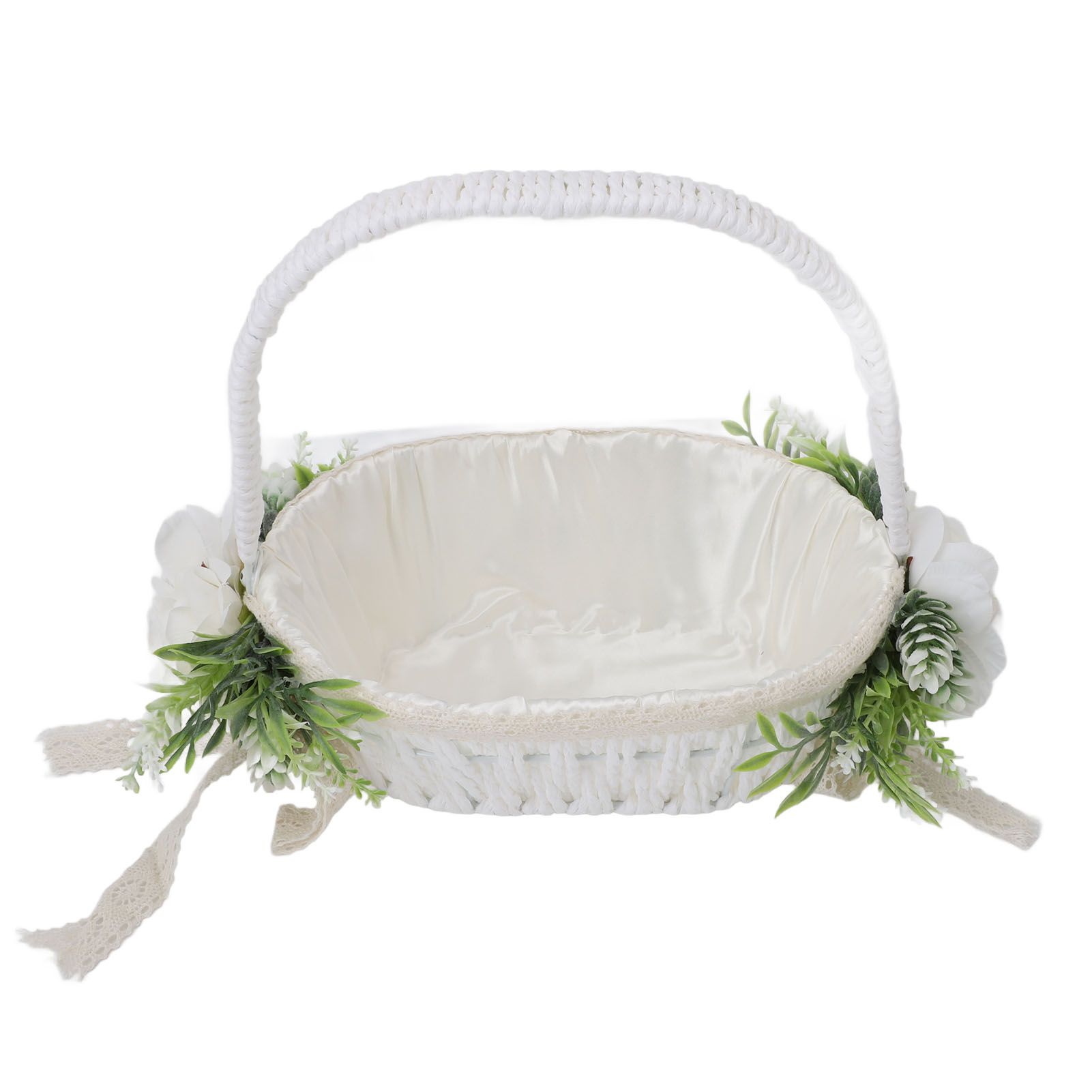Flower Girl Basket Romantic Elegant Lightweight Hand Woven Wedding Flower view 12