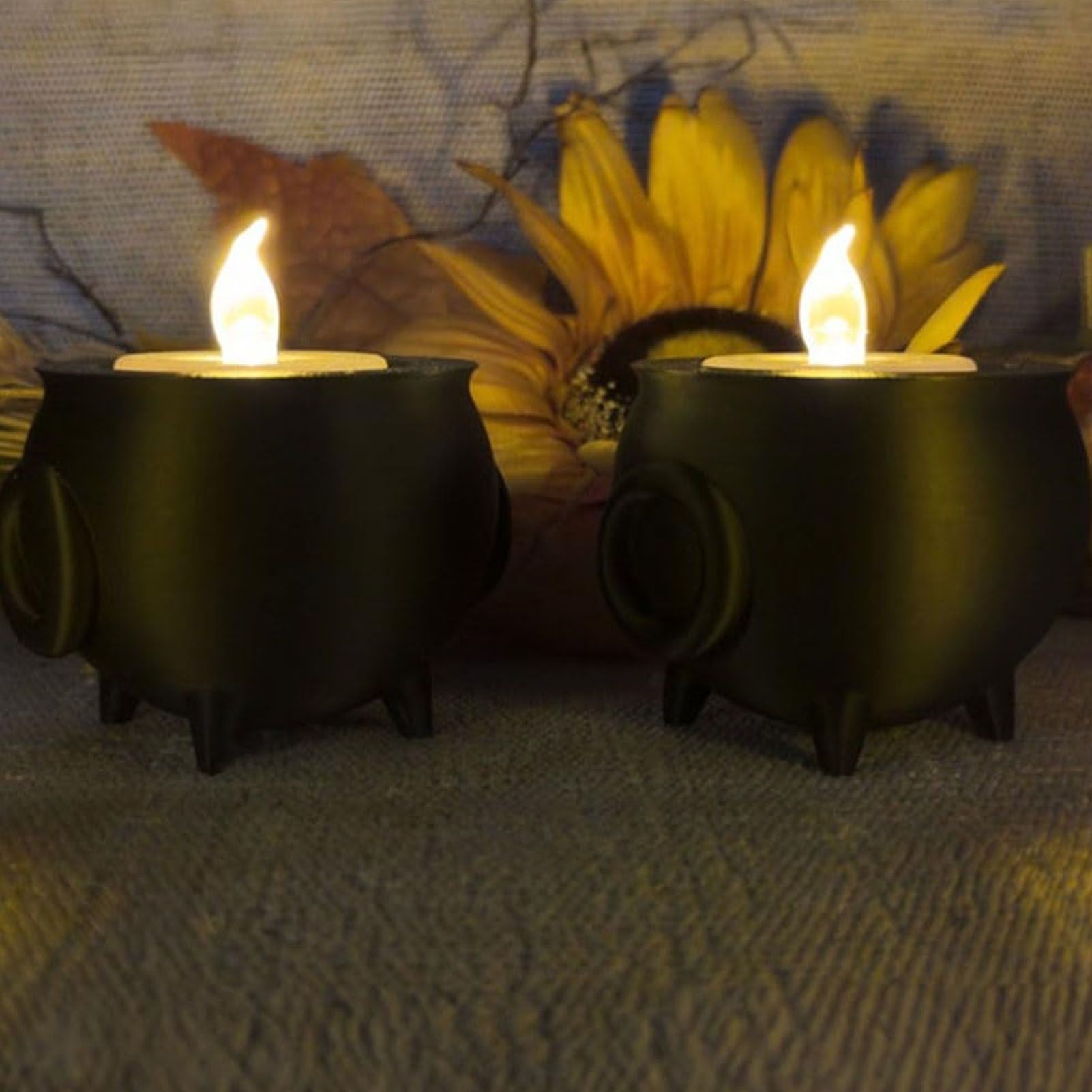Cauldron Tea Light Holder Aromatherapy Diffuser Candle Jar for Holiday Themed view 11