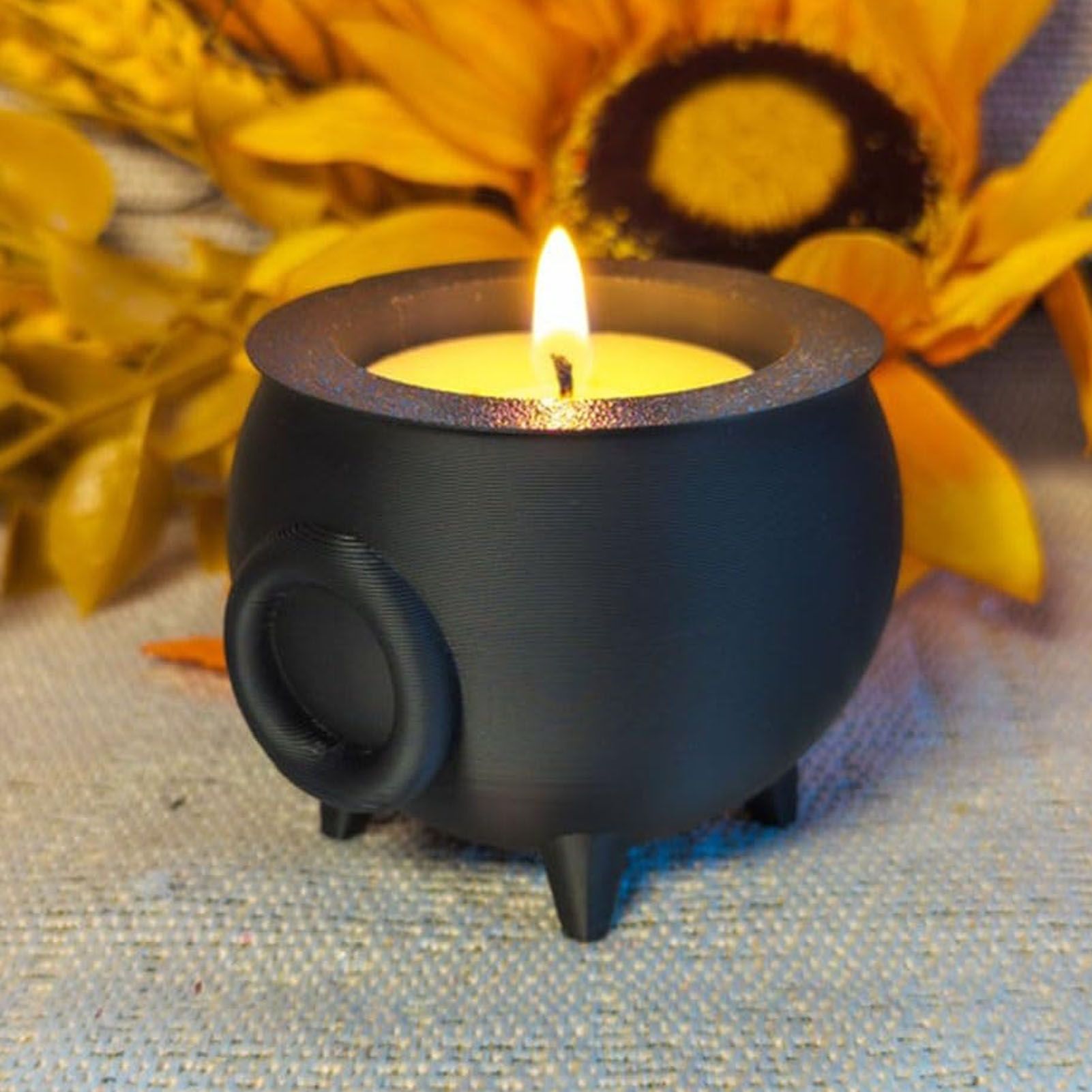 Cauldron Tea Light Holder Aromatherapy Diffuser Candle Jar for Holiday Themed view 12