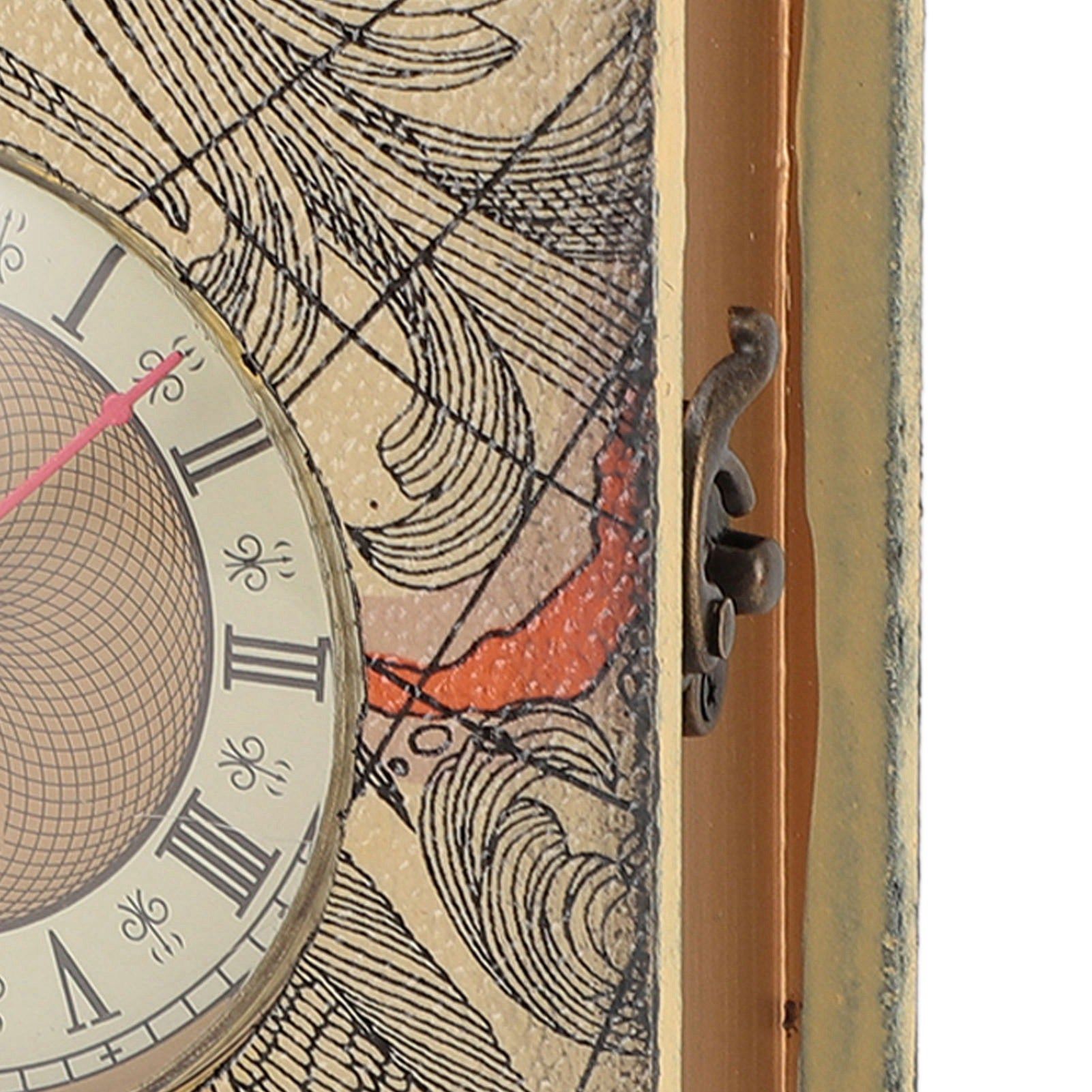 Faux Book Box with Clock Wood Retro Dust Proof Decorative Book Storage Box for view 5