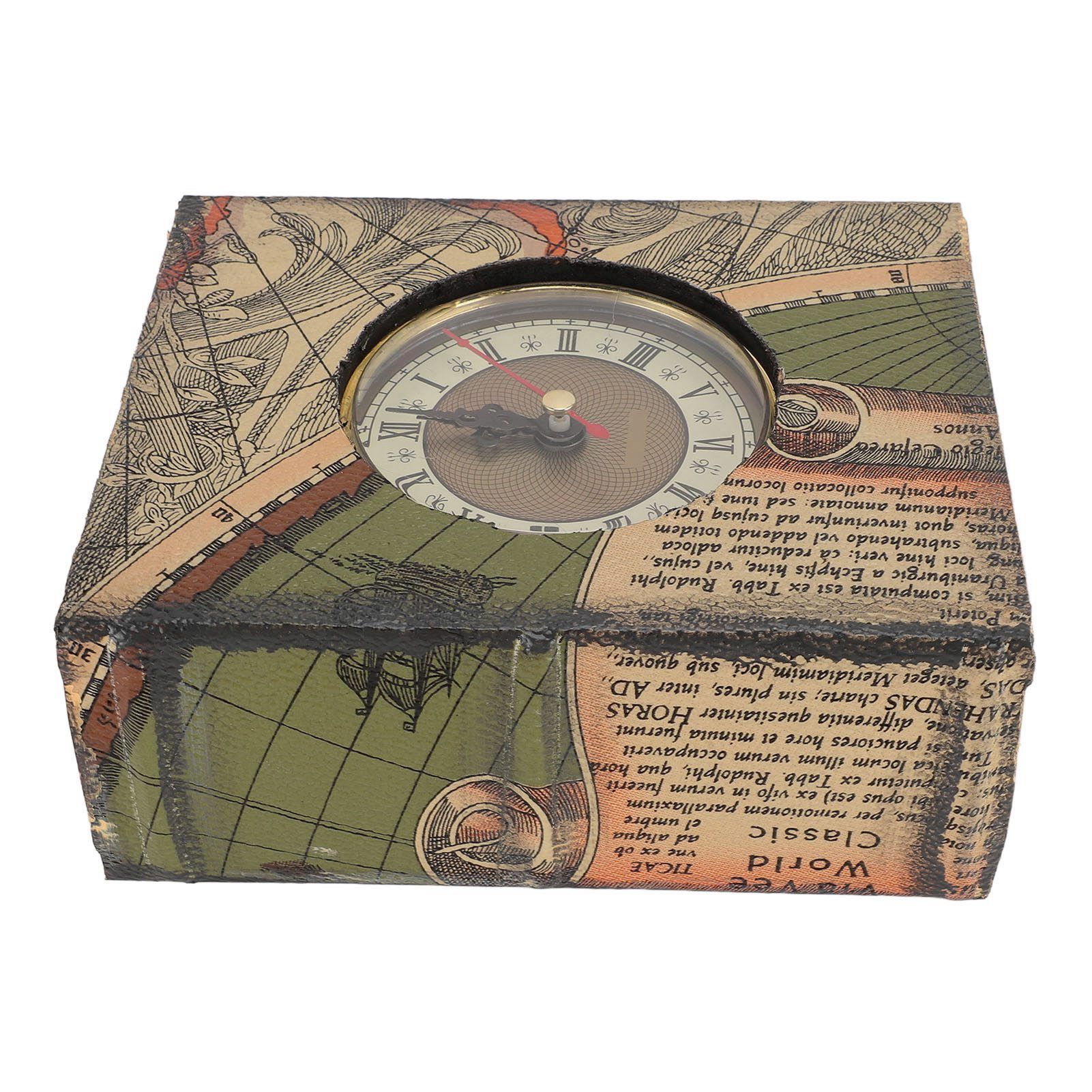 Faux Book Box with Clock Wood Retro Dust Proof Decorative Book Storage Box for view 9