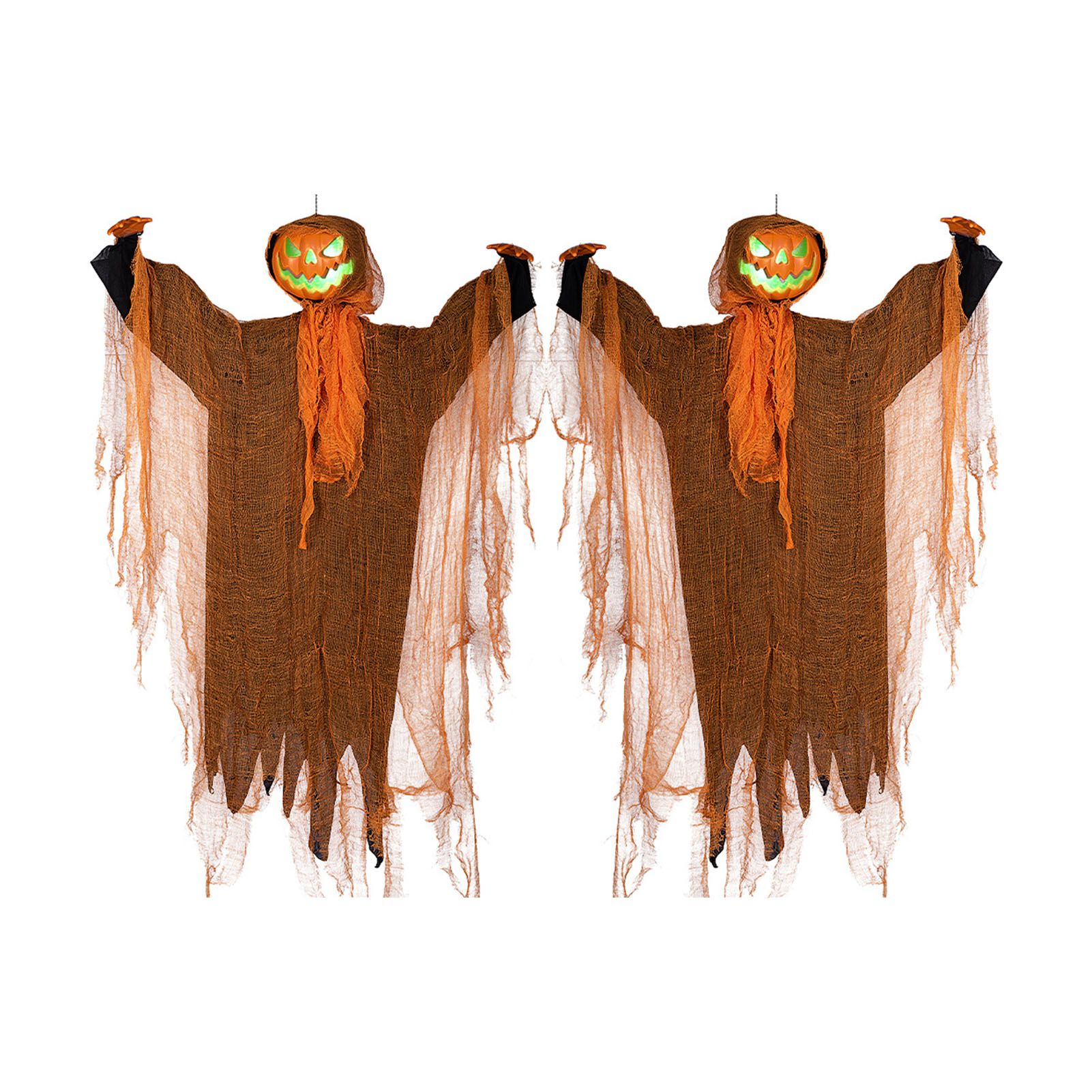 Hanging Pumpkin Ghost Decoration Green Flashing Light Sound Effect Rotatable view 4
