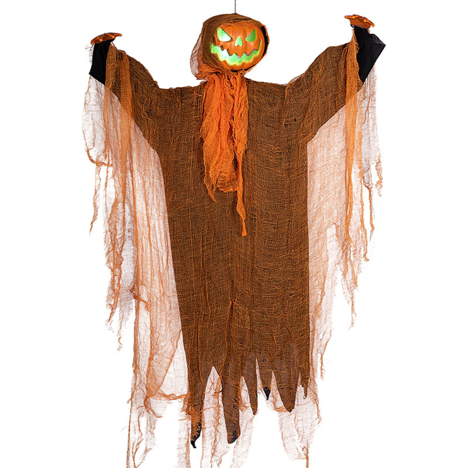 Hanging Pumpkin Ghost Decoration Green Flashing Light Sound Effect Rotatable view 6